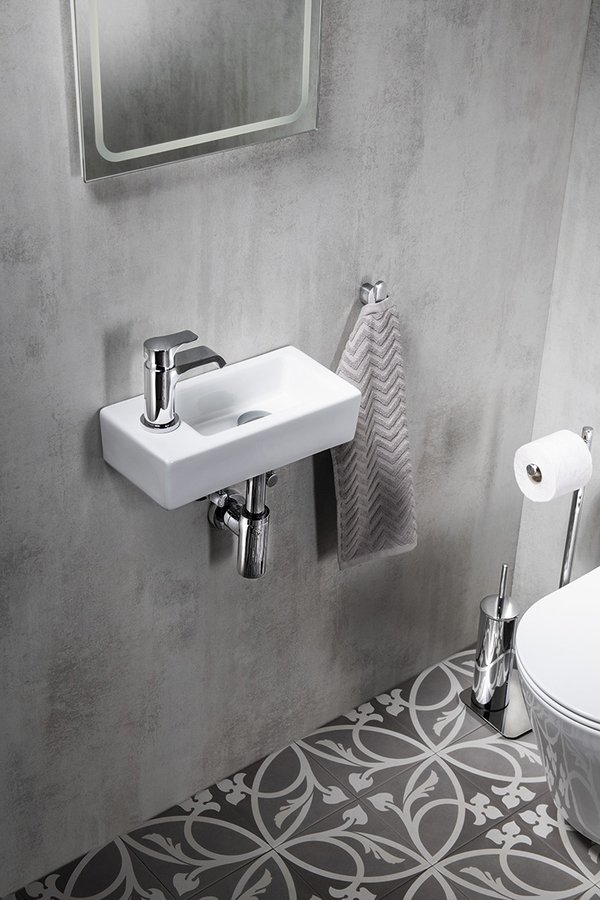 Sapho Small Zoe umywalka 37x18 cm ścienna prostokątna lewa biała AR496