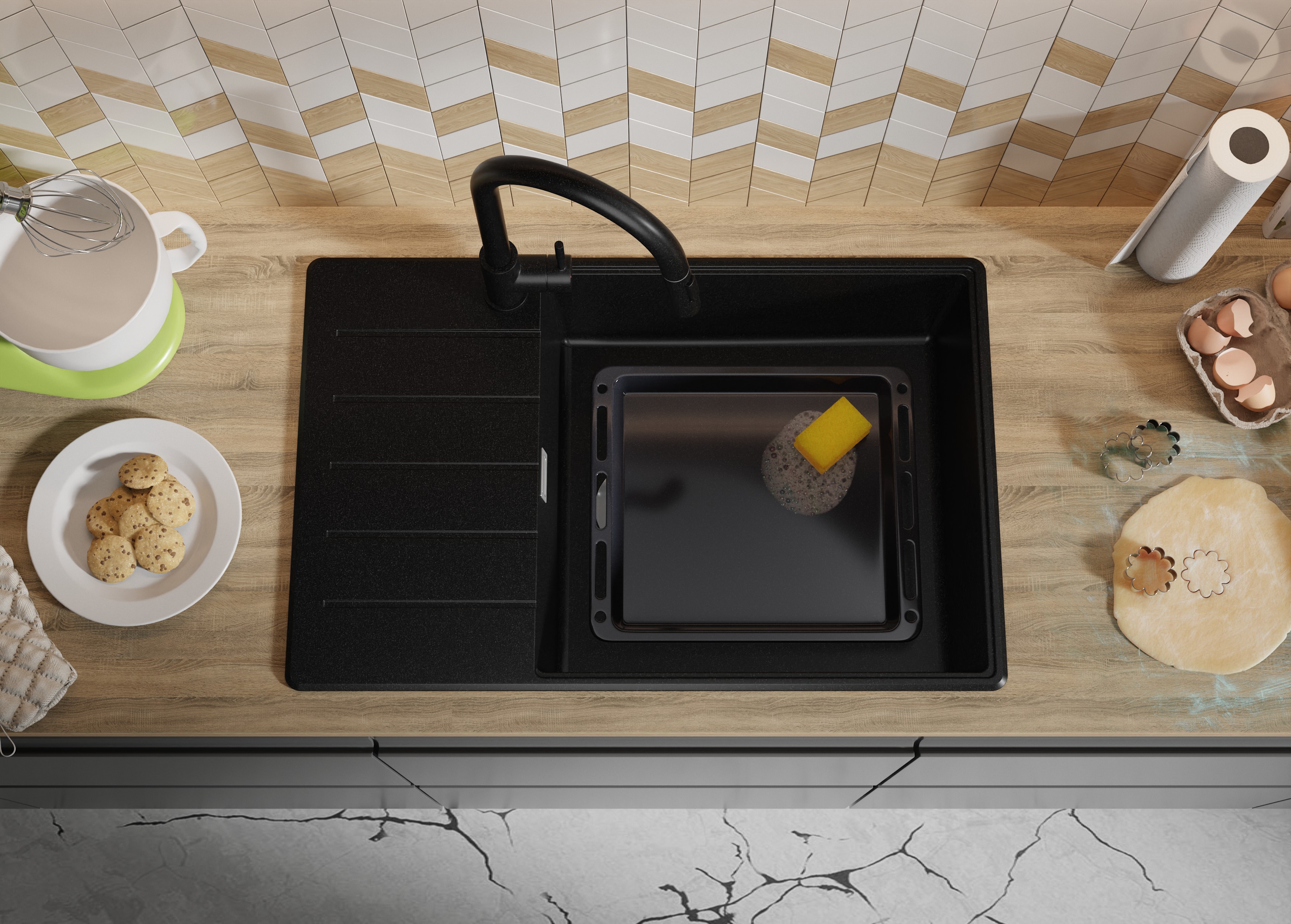 Primagran Sevilla XL 780-60 Top zlewozmywak granitowy 78x50 cm czarny O_OKJKC-001 - Wysyłka w 24h