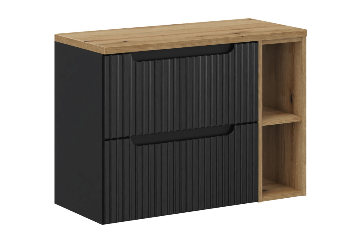 Zestaw Comad Nova Black/Oak szafki 60 cm i 20 cm z blatem meblowym 80 cm czarny/dąb SET-NOB B OAK 80CM LR - Wysyłka w 24h