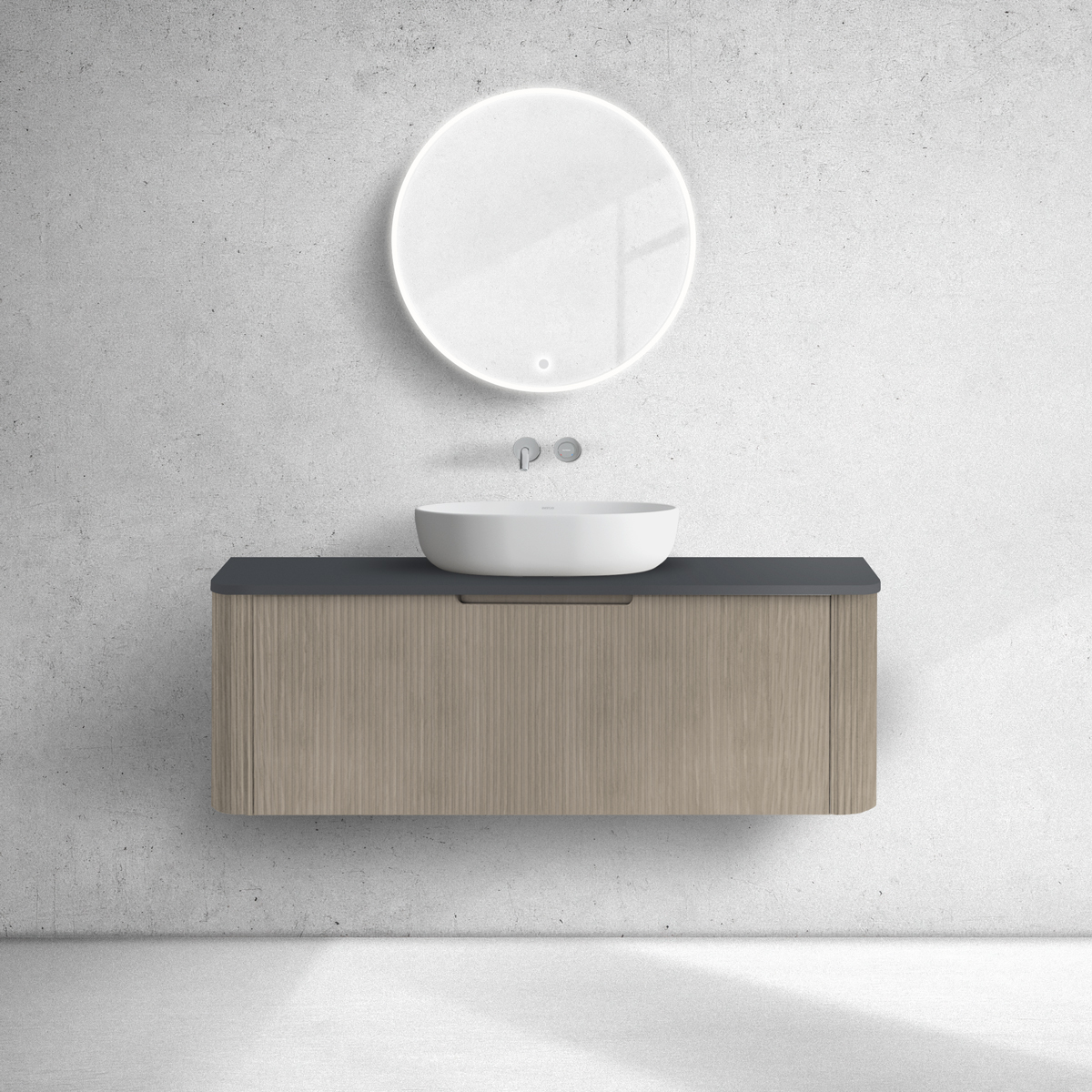 Oltens Hamnes szafka 120 cm podumywalkowa wisząca z blatem dąb/czarny mat 68679060 - Wysyłka w 24h