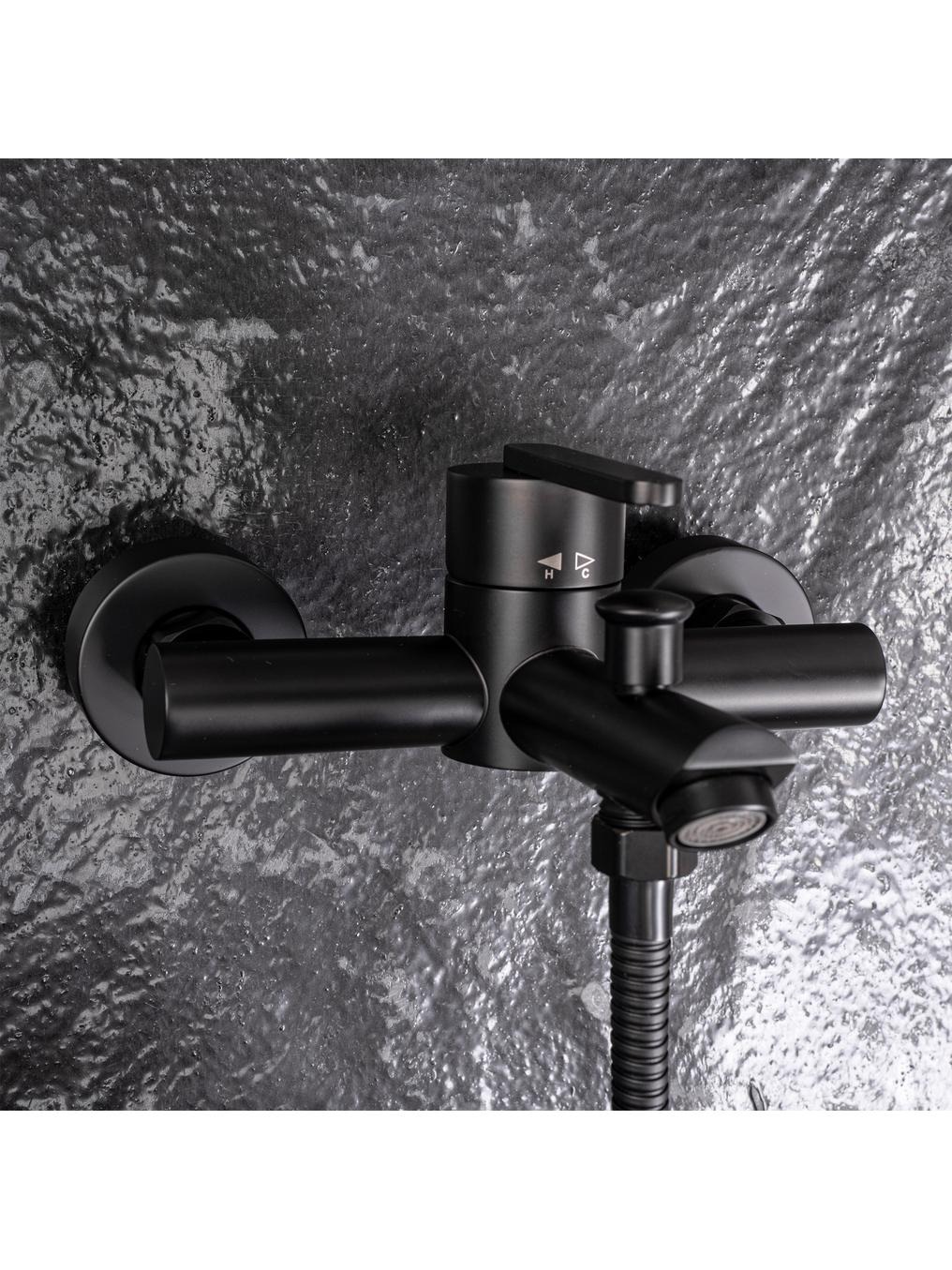 Rea Ontario bateria wannowo-prysznicowa ścienna czarna REA-B5512