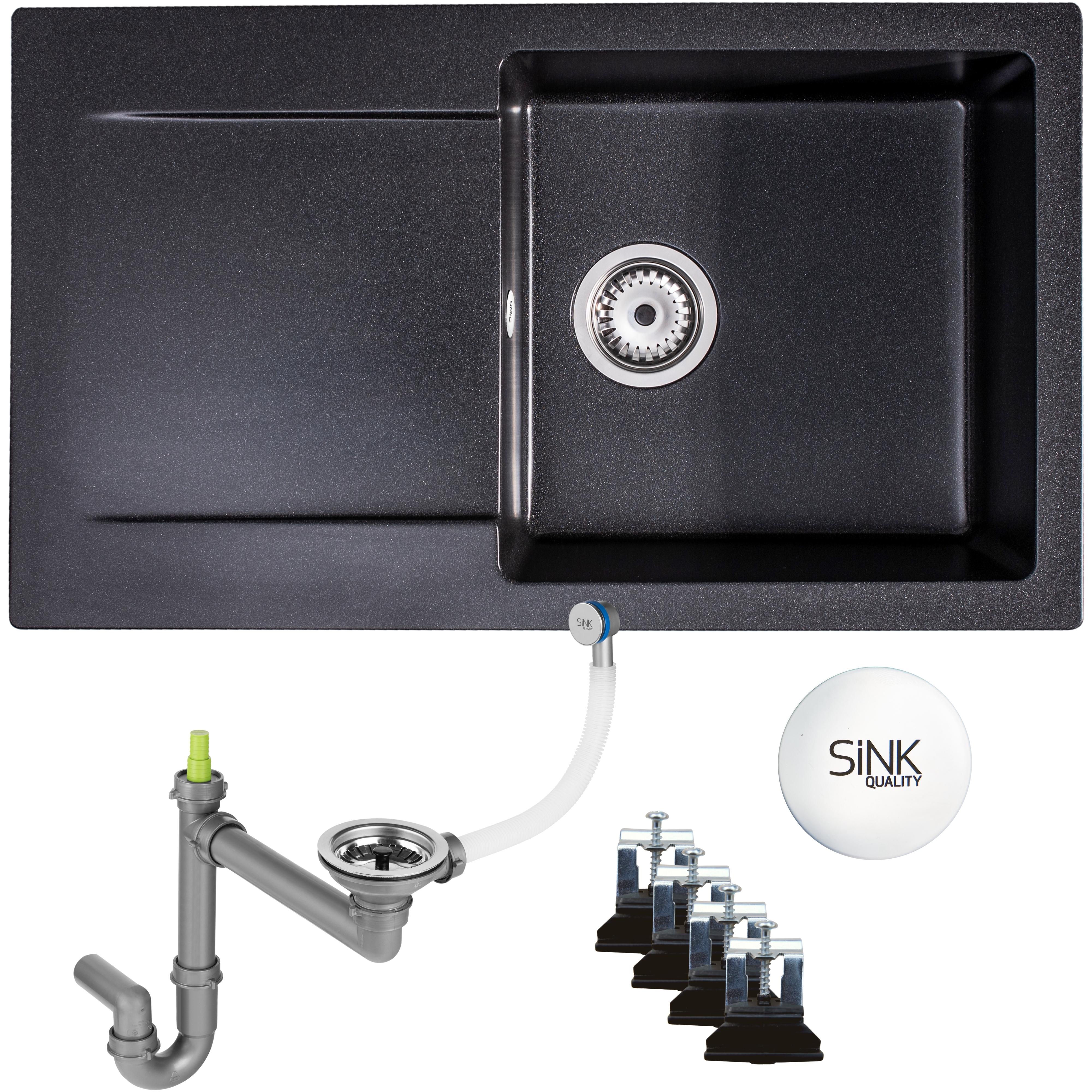 Sink Quality Magnesia Brocade zlewozmywak granitowy 76,5x44,8 cm czarny metalik MAG.B.1KDO.X - Wysyłka w 24h