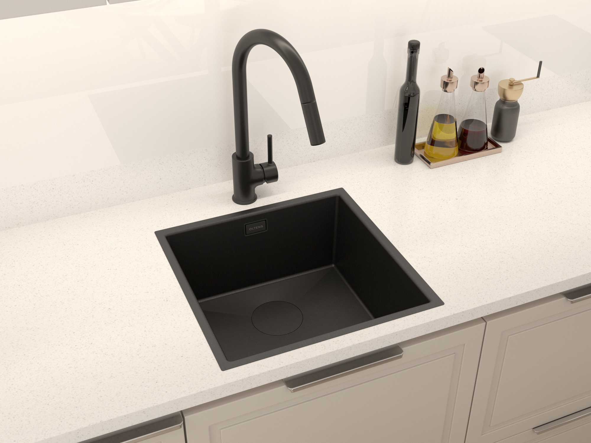 Oltens Hydda zlewozmywak stalowy 44x44 cm 1 komorowy czarny 71103300 - Wysyłka w 24h