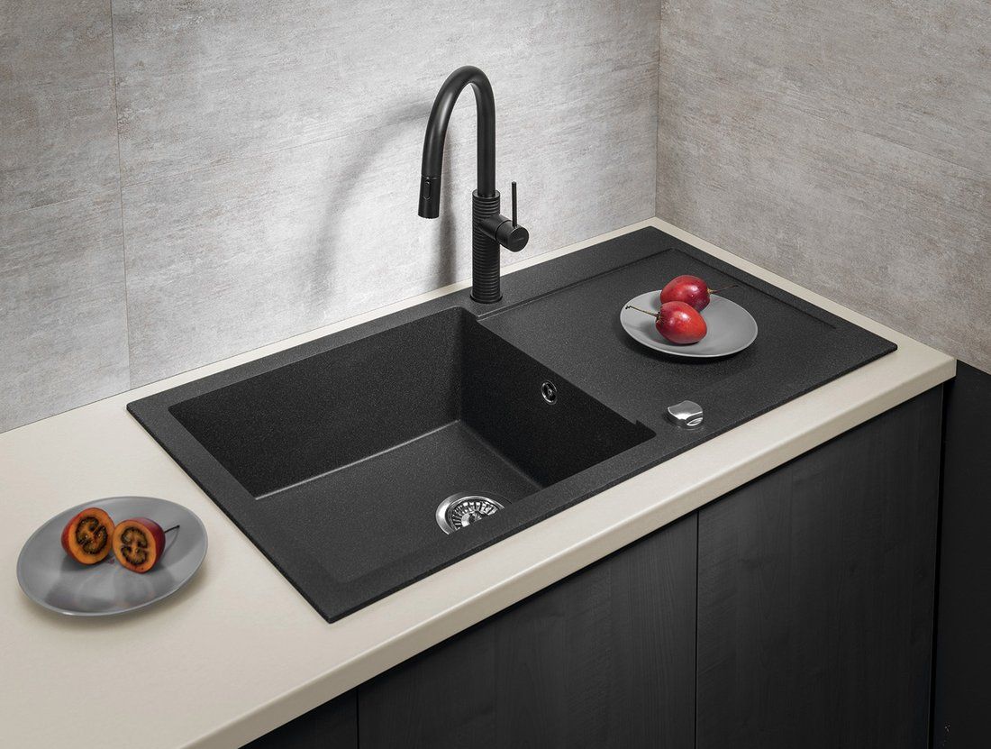 Sapho zlewozmywak granitowy 97x50 cm czarny GR1614