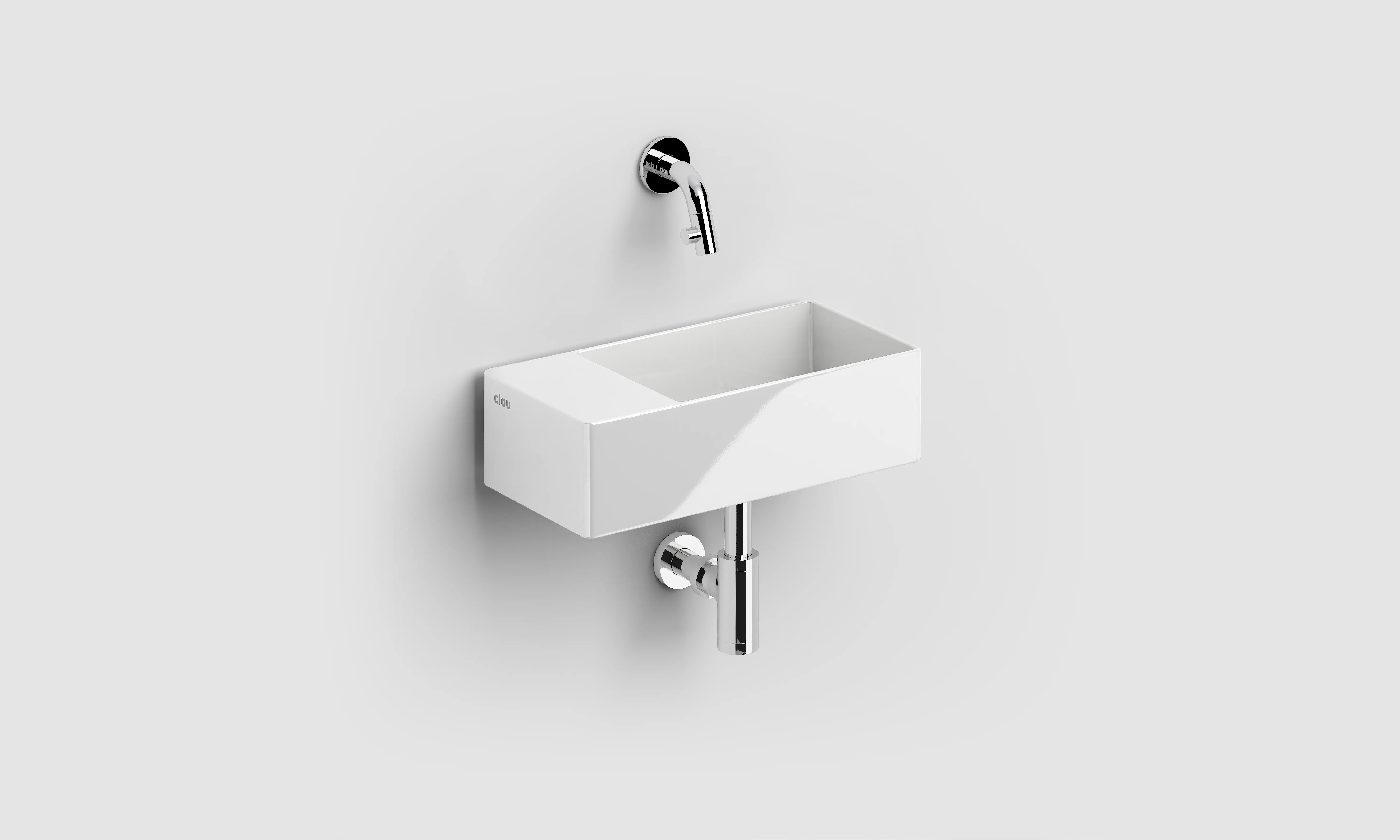 Clou New Flush umywalka 35x18 cm prostokątna ścienna-nablatowa biała CL/03.03432