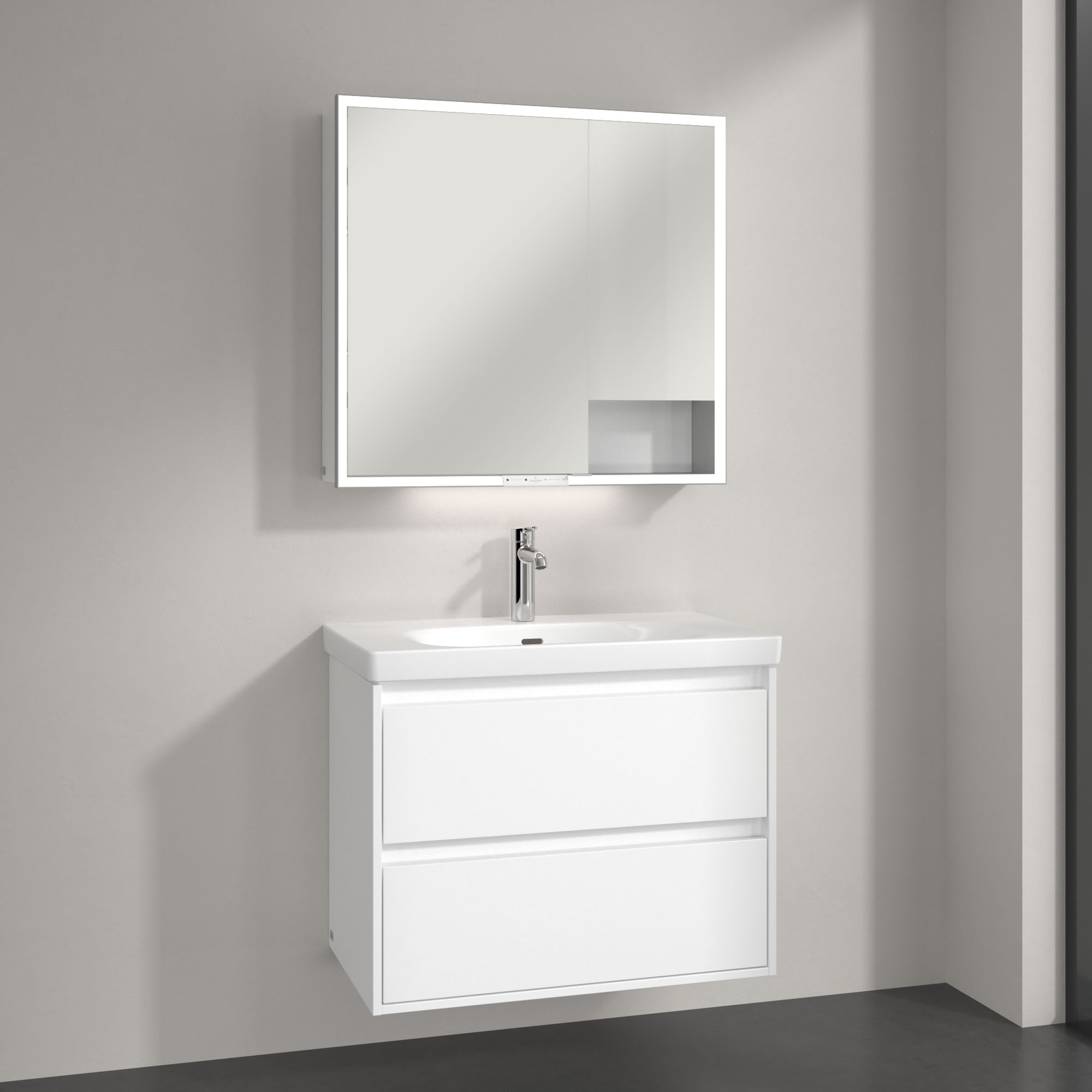 Villeroy & Boch My View+ szafka 80x16,8x75 cm z lustrem Brilliant White A48180VE