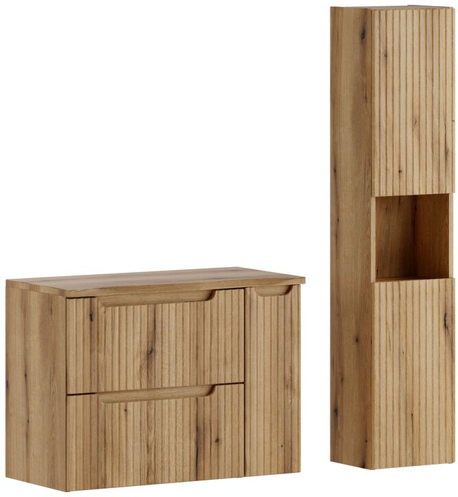 Zestaw Comad Nova Coast Evoke szafka 60 cm podumywalkowa wisząca z blatem szafką boczną wiszącą i szafką łączącą pod blat dąb ...