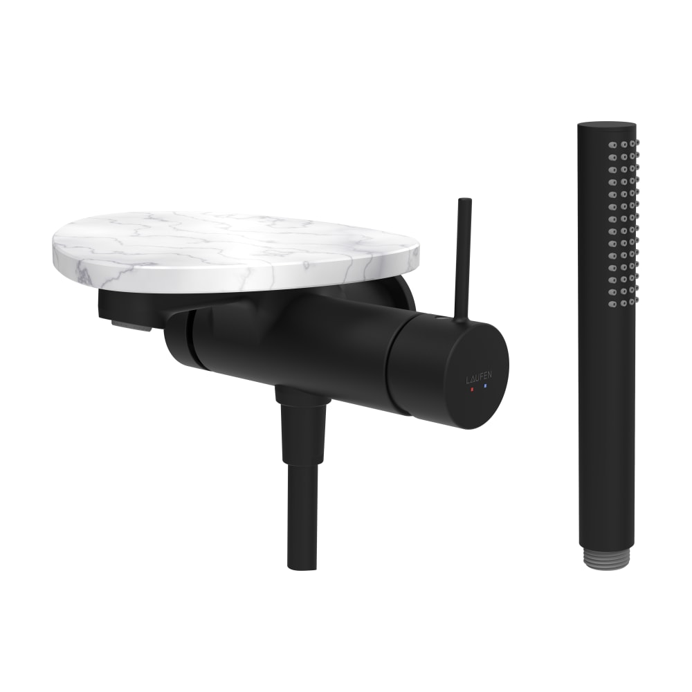 Laufen Ada bateria wannowo-prysznicowa ścienna czarny/biały marmur HF506765515060