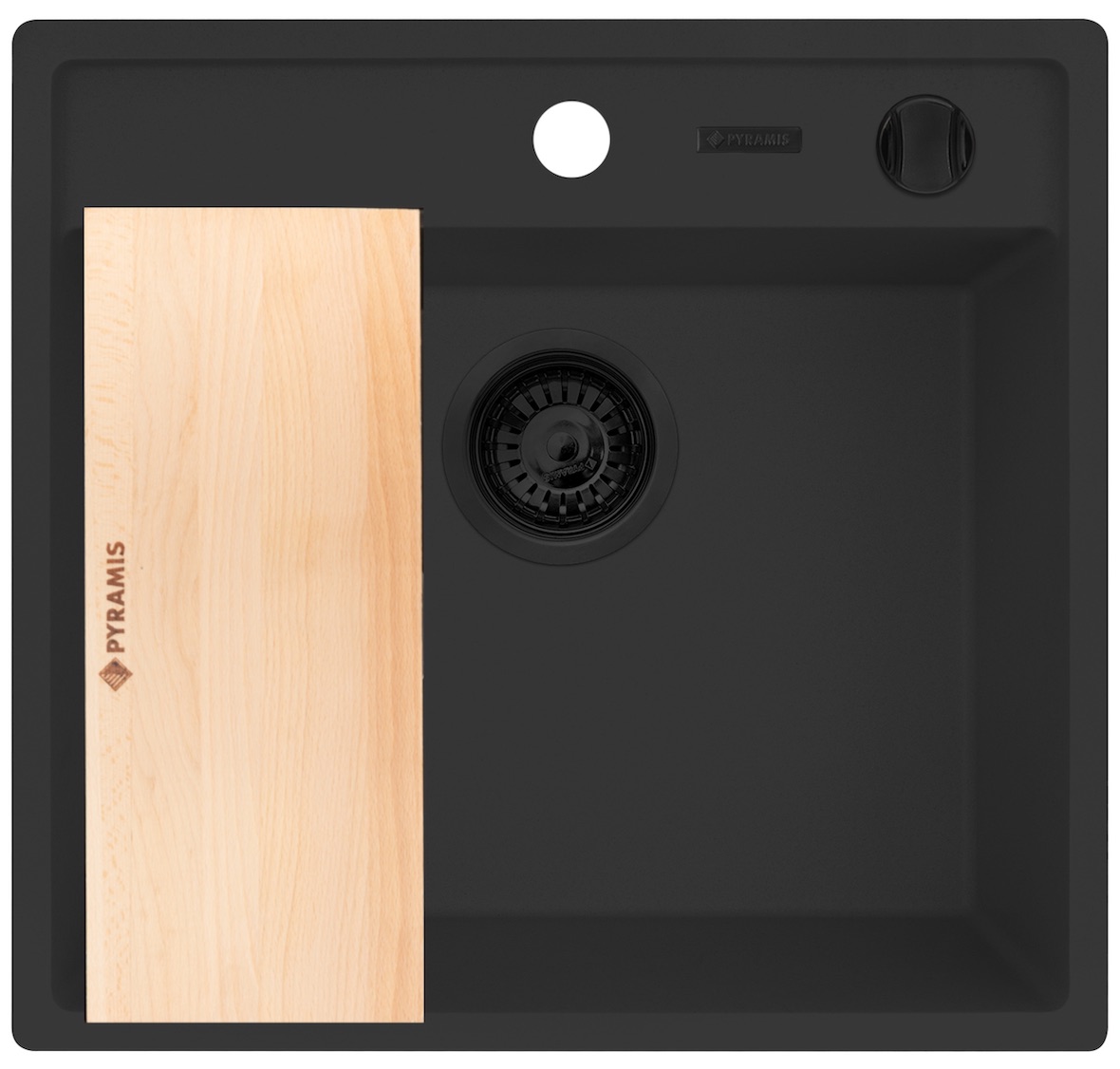 Pyramis Camea zlewozmywak granitowy z wkładką ociekową 53x50 cm czarny 070168302WD - Wysyłka w 24h