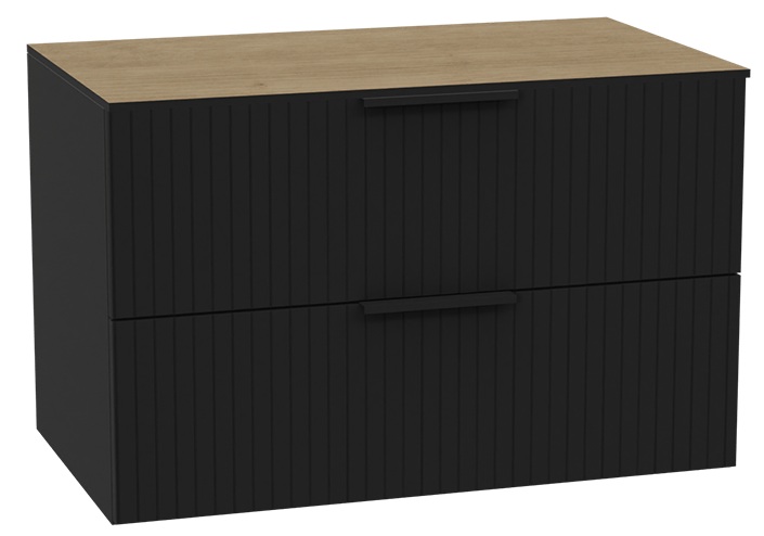 Zestaw Excellent Tuto 2.0 szafka 80 cm podumywalkowa wisząca z blatem czarny/dąb MLEX.2172.K.80.03BL.BKBK