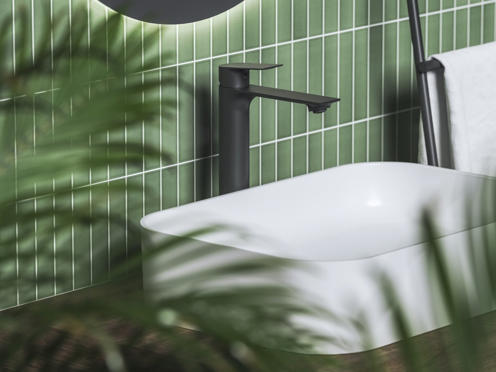 Ravak Plan bateria umywalkowa stojąca czarny mat X070513