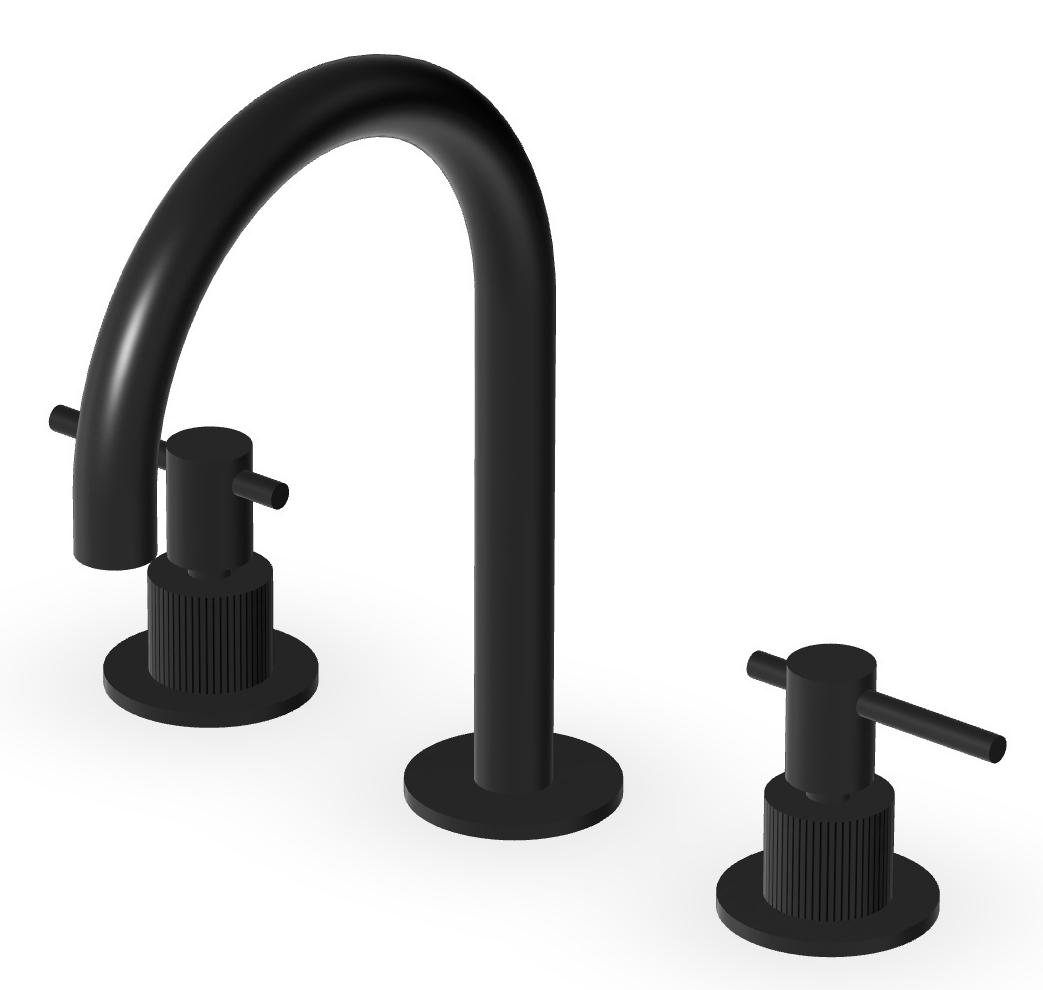 Zucchetti Helm bateria umywalkowa stojąca 3-otworowa czarny szczotkowany/radełkowanie pionowe ZHL515.XP81G2