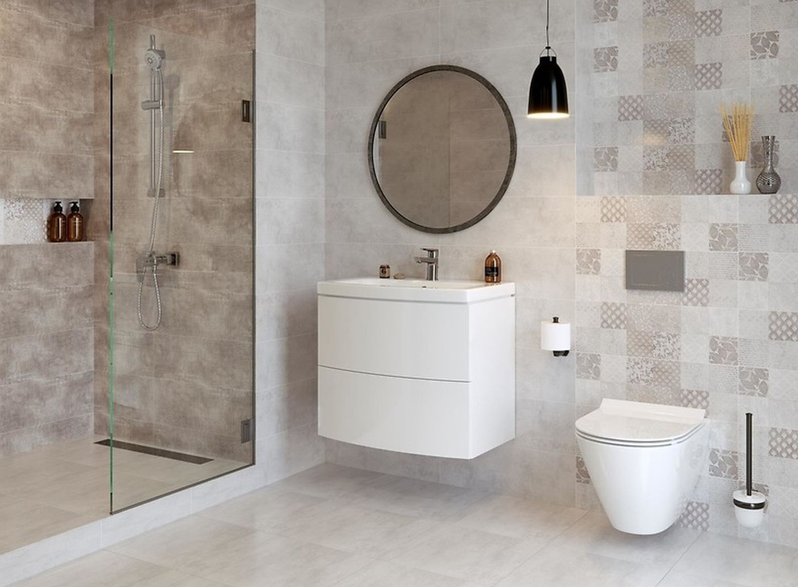 Cersanit Snowdrops patchwork płytka ścienna 20x60 cm