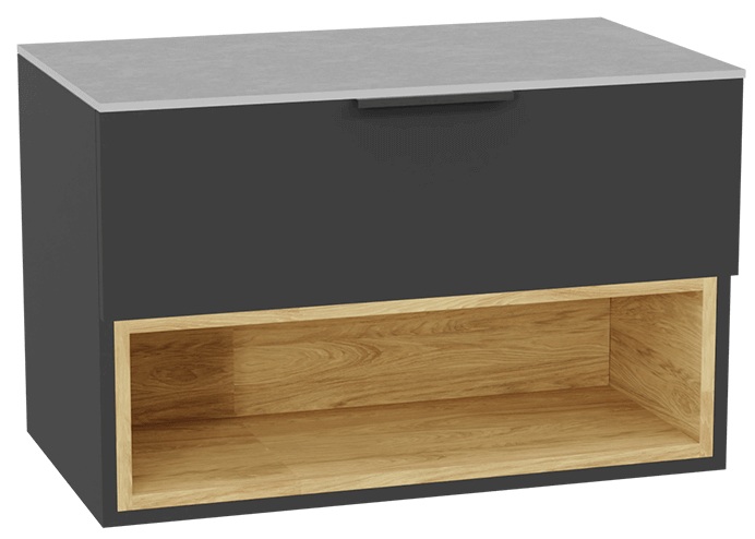 Zestaw Excellent Tuto 2.0 szafka 80 cm podumywalkowa wisząca z blatem szary-dąb MLEX.2171.K.80.02SJ.GRGR