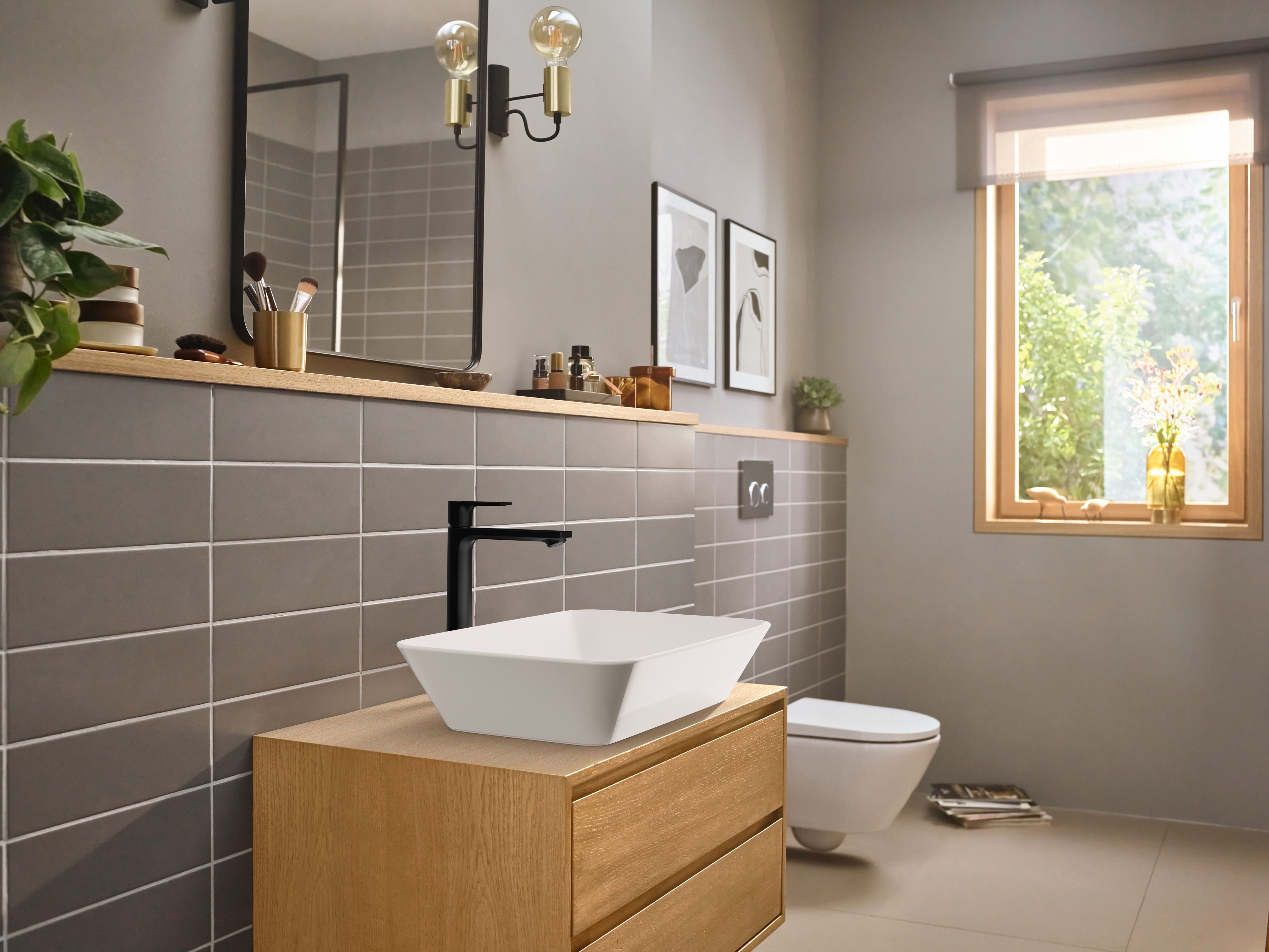 Hansgrohe Rebris E bateria umywalkowa stojąca czarny mat 72581670