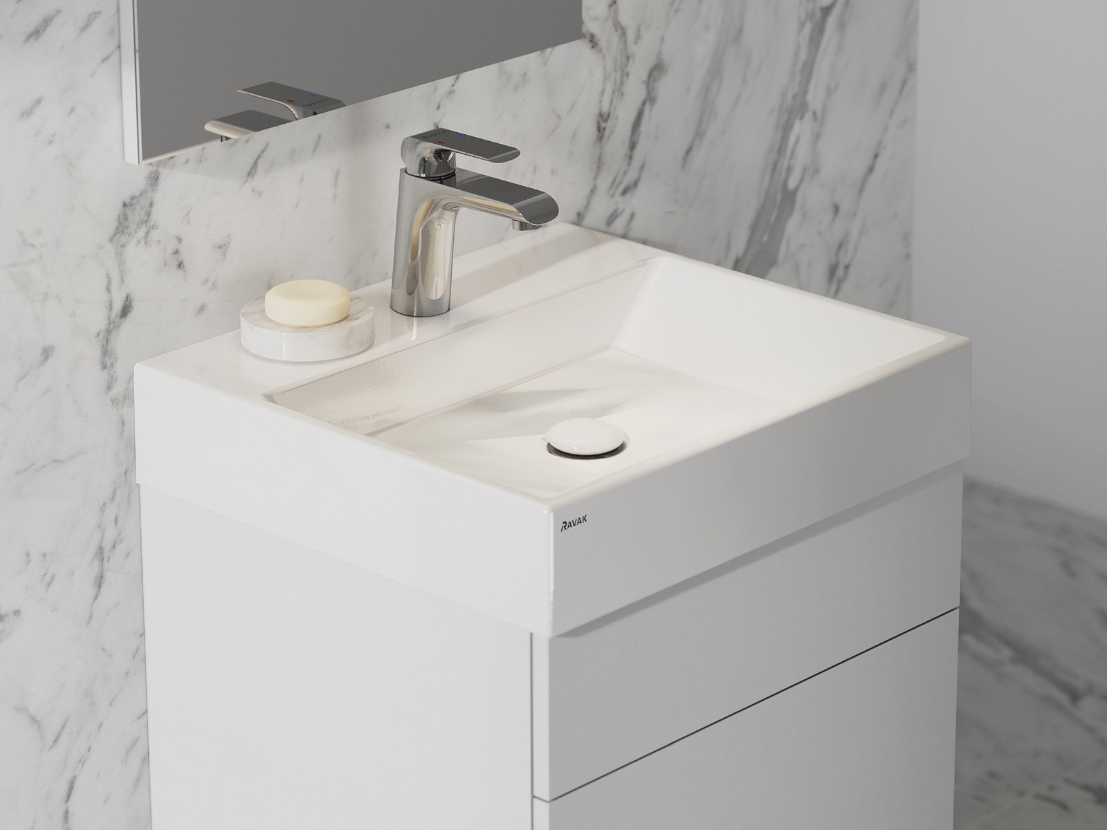 Ravak Natural umywalka 50x45 cm prostokątna meblowa biała XJO01250000