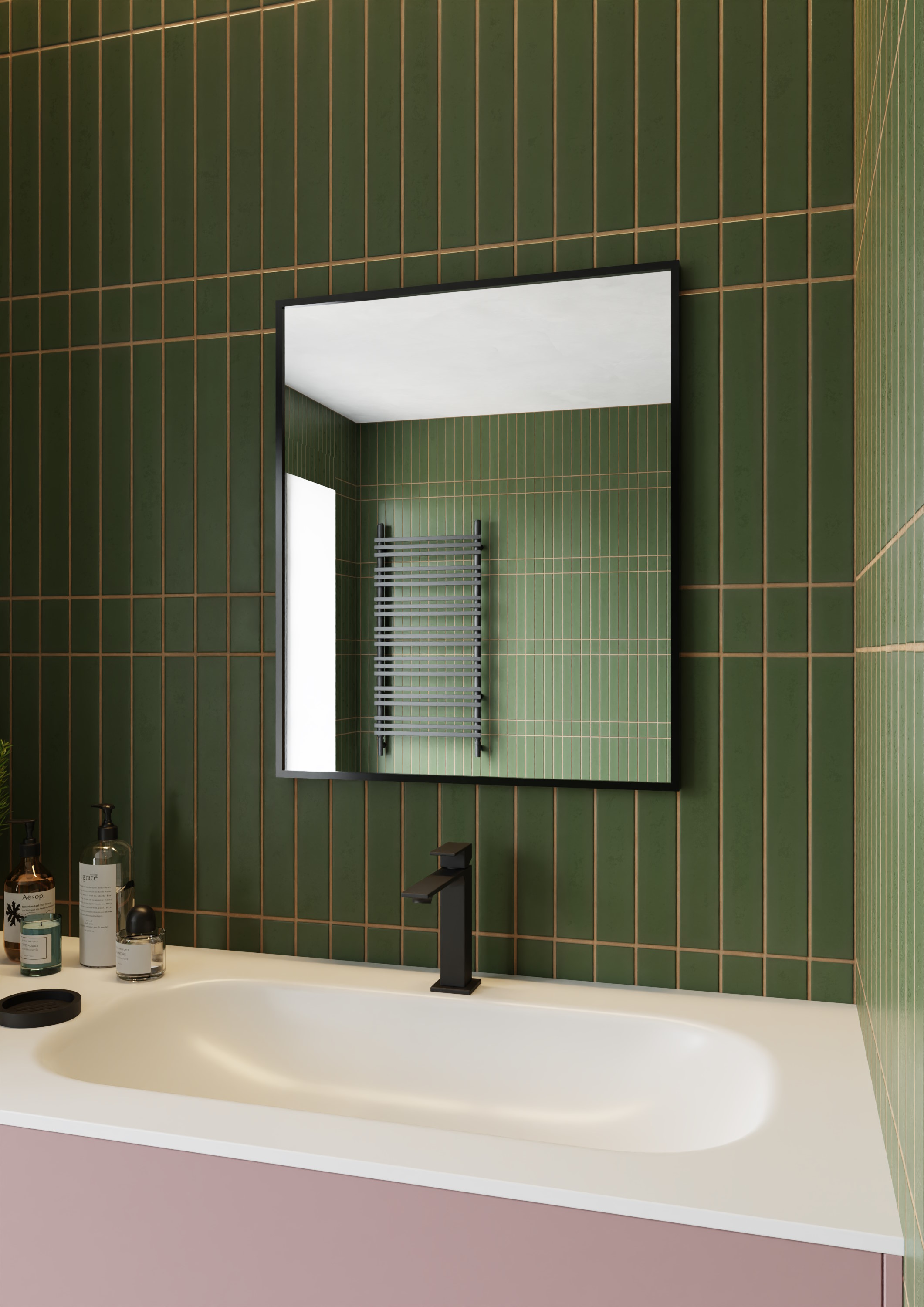 Dubiel Vitrum One lustro 50x60 cm prostokątne czarny - Wysyłka w 24h