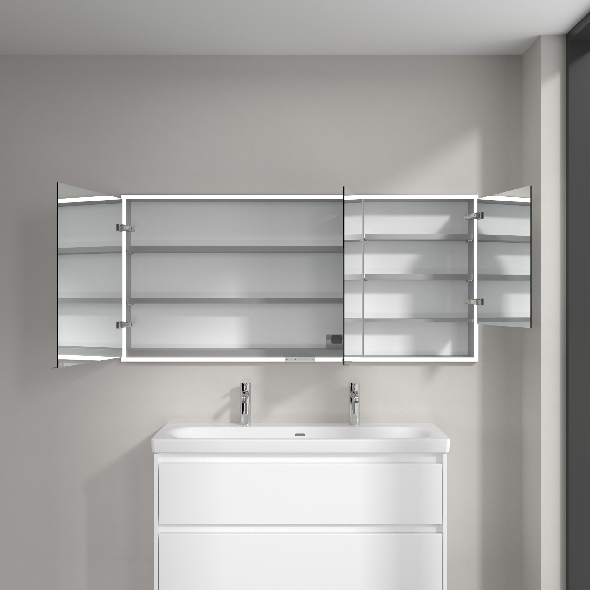 Villeroy & Boch My View+ szafka 160x16,8x75 cm z lustrem do zabudowy Pure White A48216VF