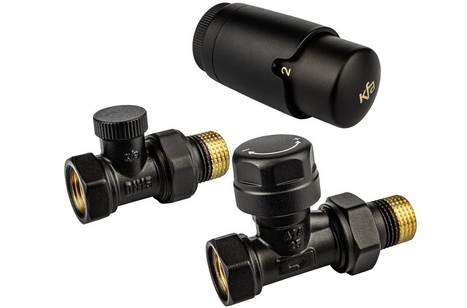 KFA Armatura Komfort Pro zestaw termostatyczny prosty czarny 757-030-81-BL - Wysyłka w 24h