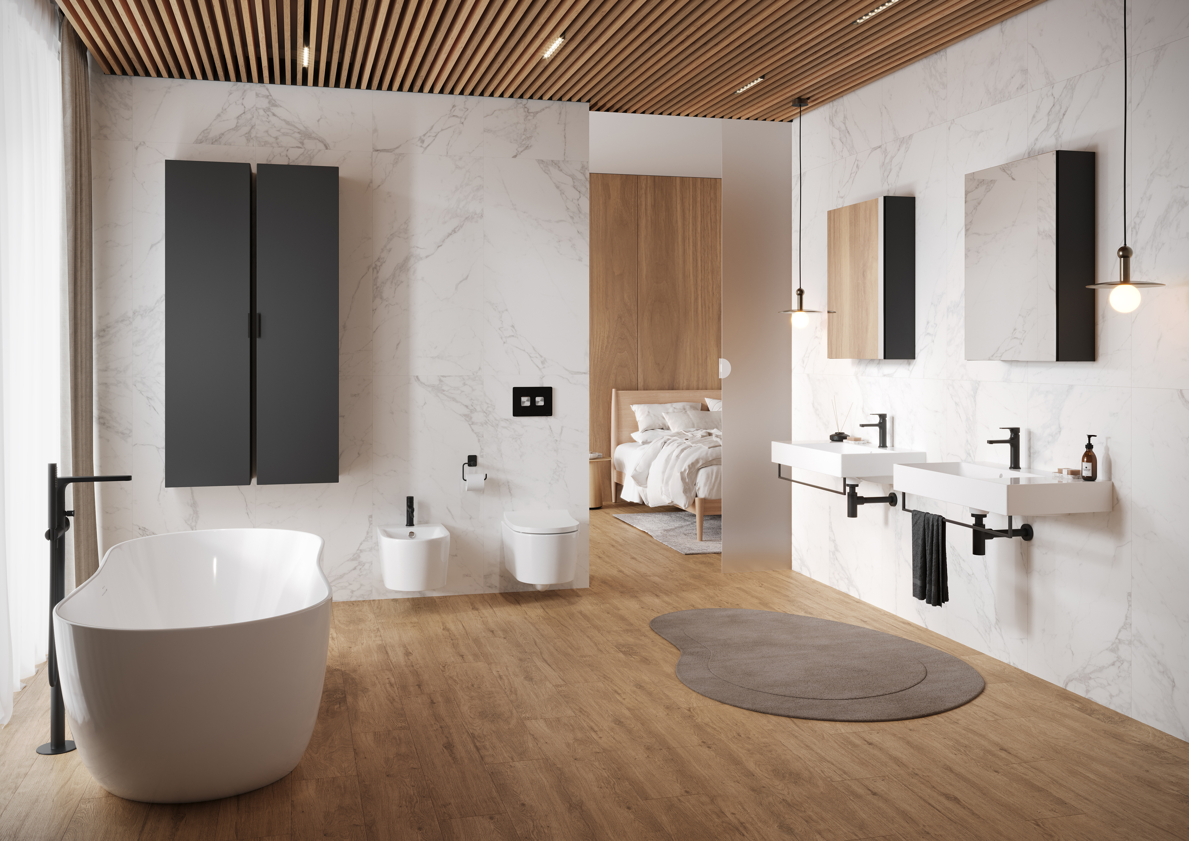 Meissen Keramik Werta szafka 60x17x79,5 cm boczna wisząca antracyt S1005-004