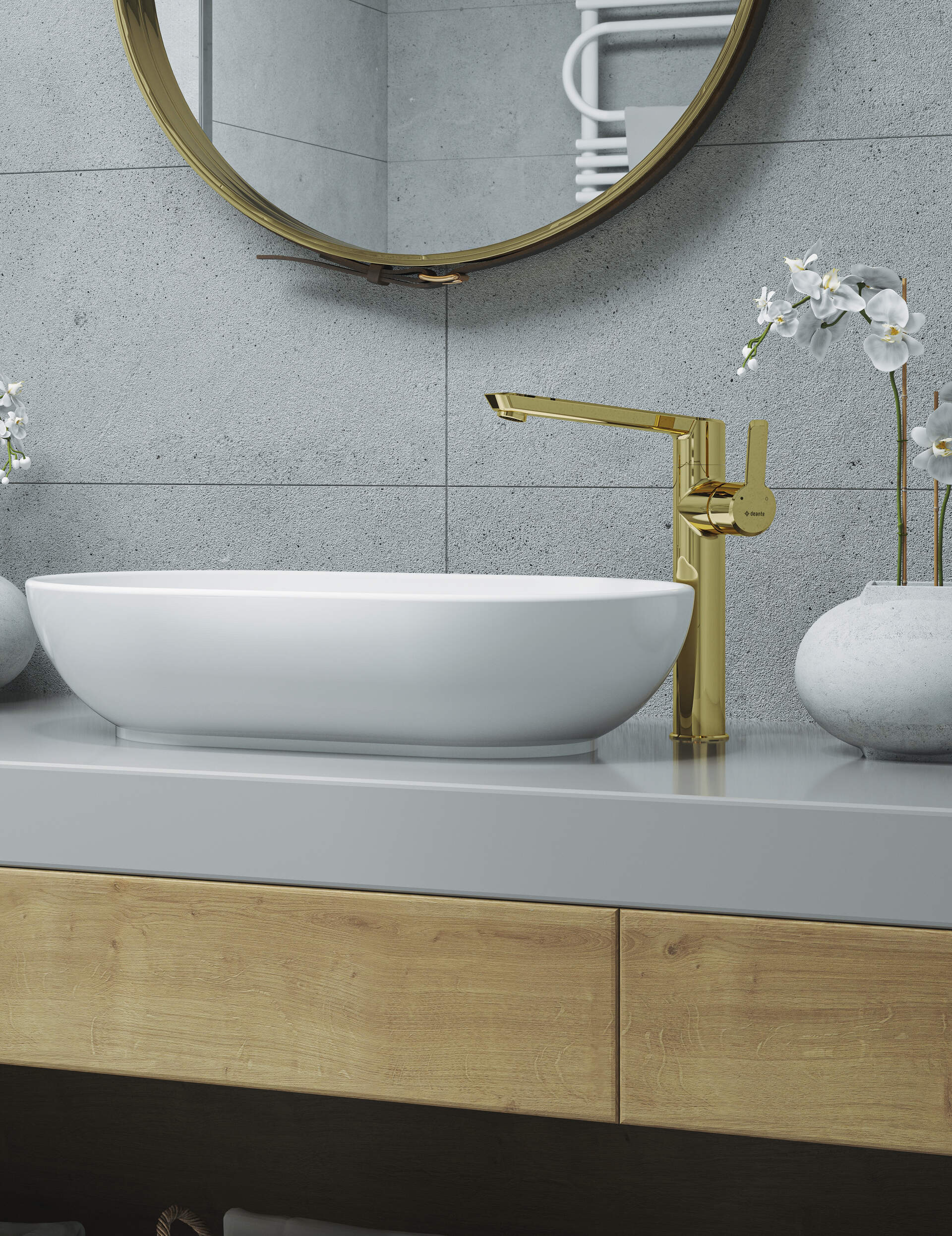 Deante Arnika bateria umywalkowa stojąca złota BQA_Z20K - Wysyłka w 24h