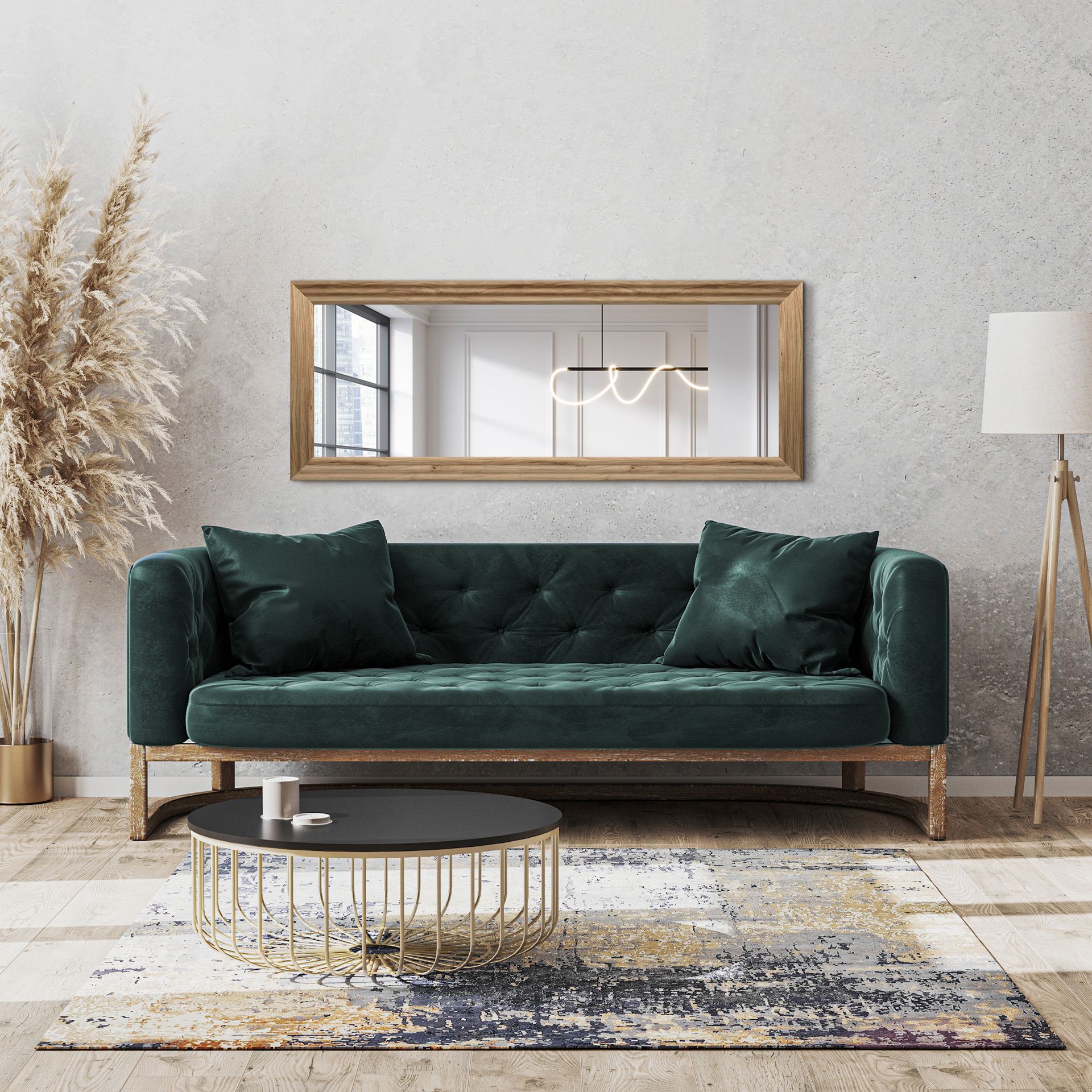 Styler Wave lustro 50x142 cm prostokątne drewno LU-12429