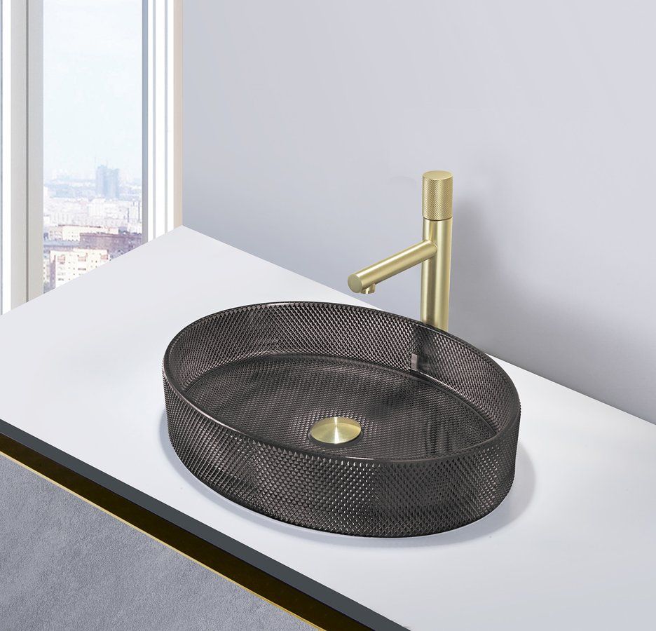 Sapho Nobal umywalka 49x38 cm owalna nablatowa czarna TY326