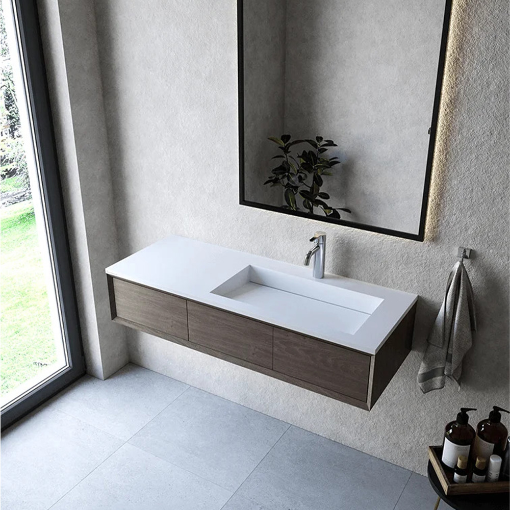 Cristalstone Linea Ideal umywalka 120x45 cm wpuszczana prostokątna biały U1200-MBPOLC/CR