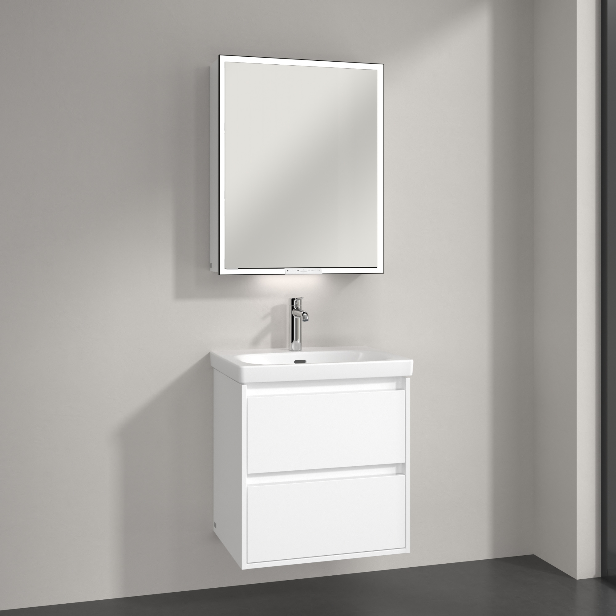 Villeroy & Boch My View+ szafka 60x16,8x75 cm z lustrem prawa Brilliant White B4816RVE