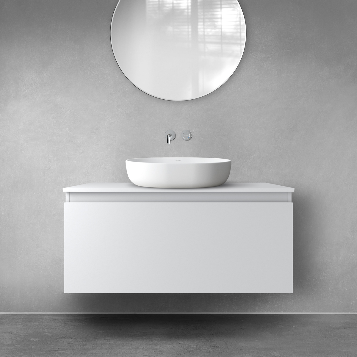 Oltens Vernal szafka 100 cm podumywalkowa wisząca z blatem szary mat 68105700 - Wysyłka w 24h