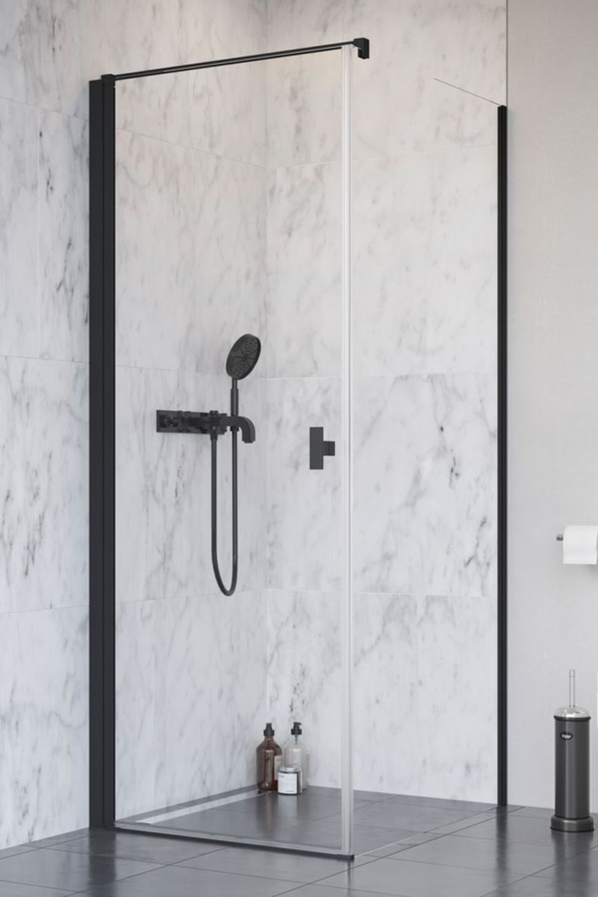 Radaway Nes 8 Black KDJ I drzwi prysznicowe 100 cm lewe czarny mat/szkło przezroczyste 10072100-54-01L