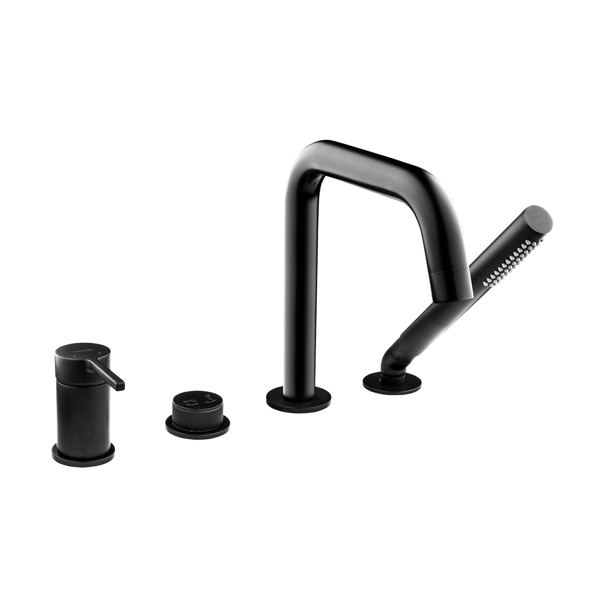 Oltens Rann bateria wannowo-prysznicowa 4 otworowa nawannowa czarny mat 34205300 - Wysyłka w 24h