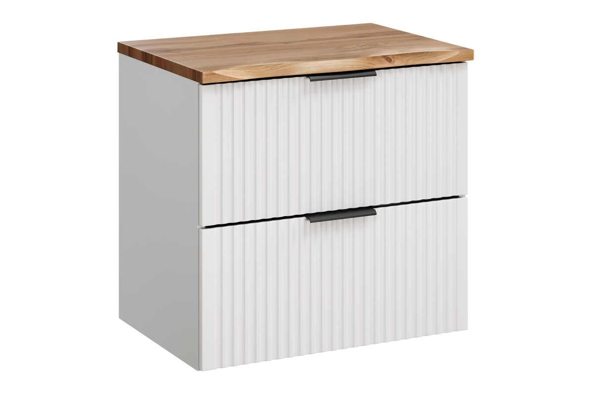 Zestaw Comad Adel White szafka 60 cm podumywalkowa wisząca z blatem biała/dąb SET-ADW B NAT WOTAN 60CM - Wysyłka w 24h