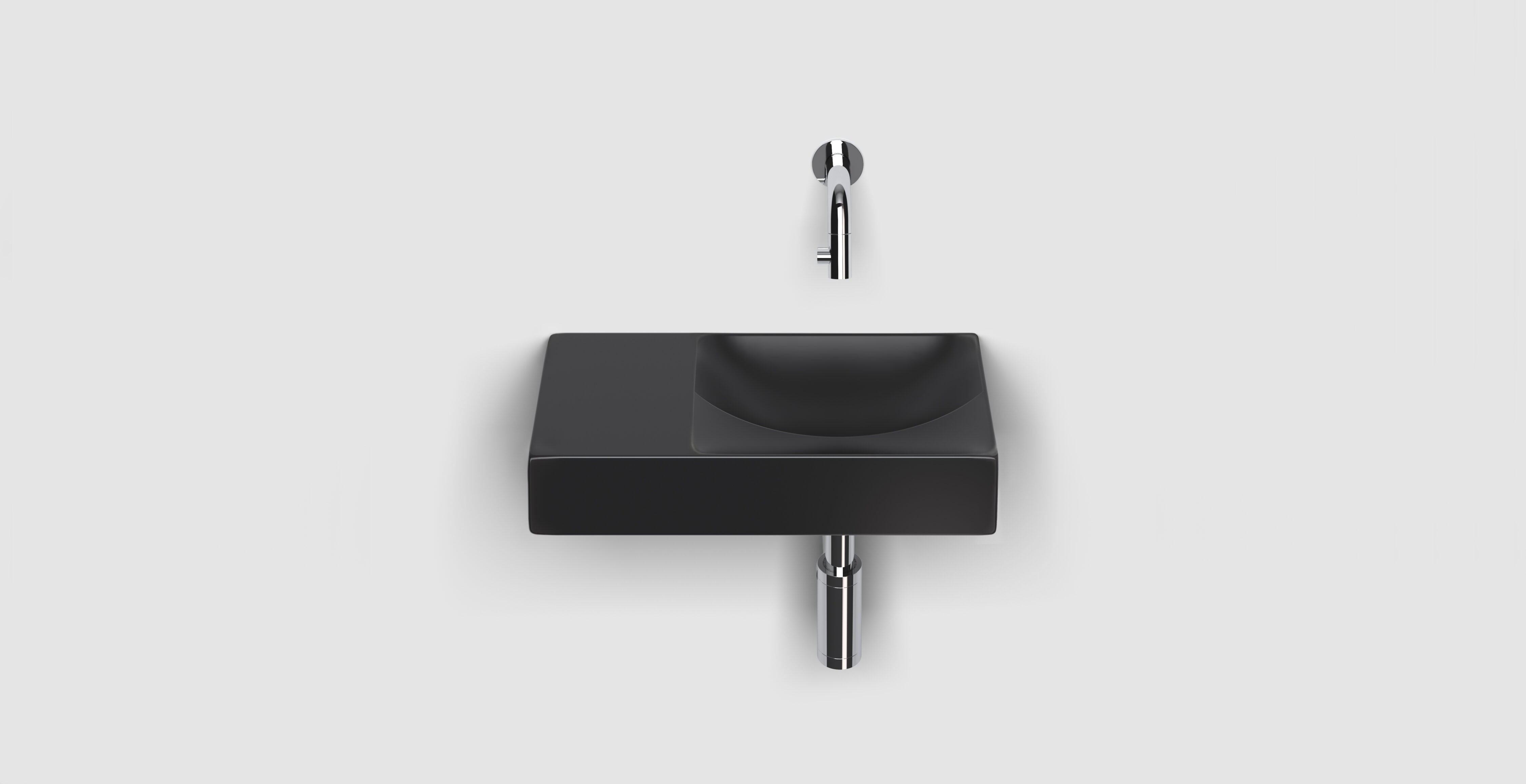 Clou Vale umywalka 38x19 cm prostokątna ścienna-nablatowa czarna CL/03.30161.L