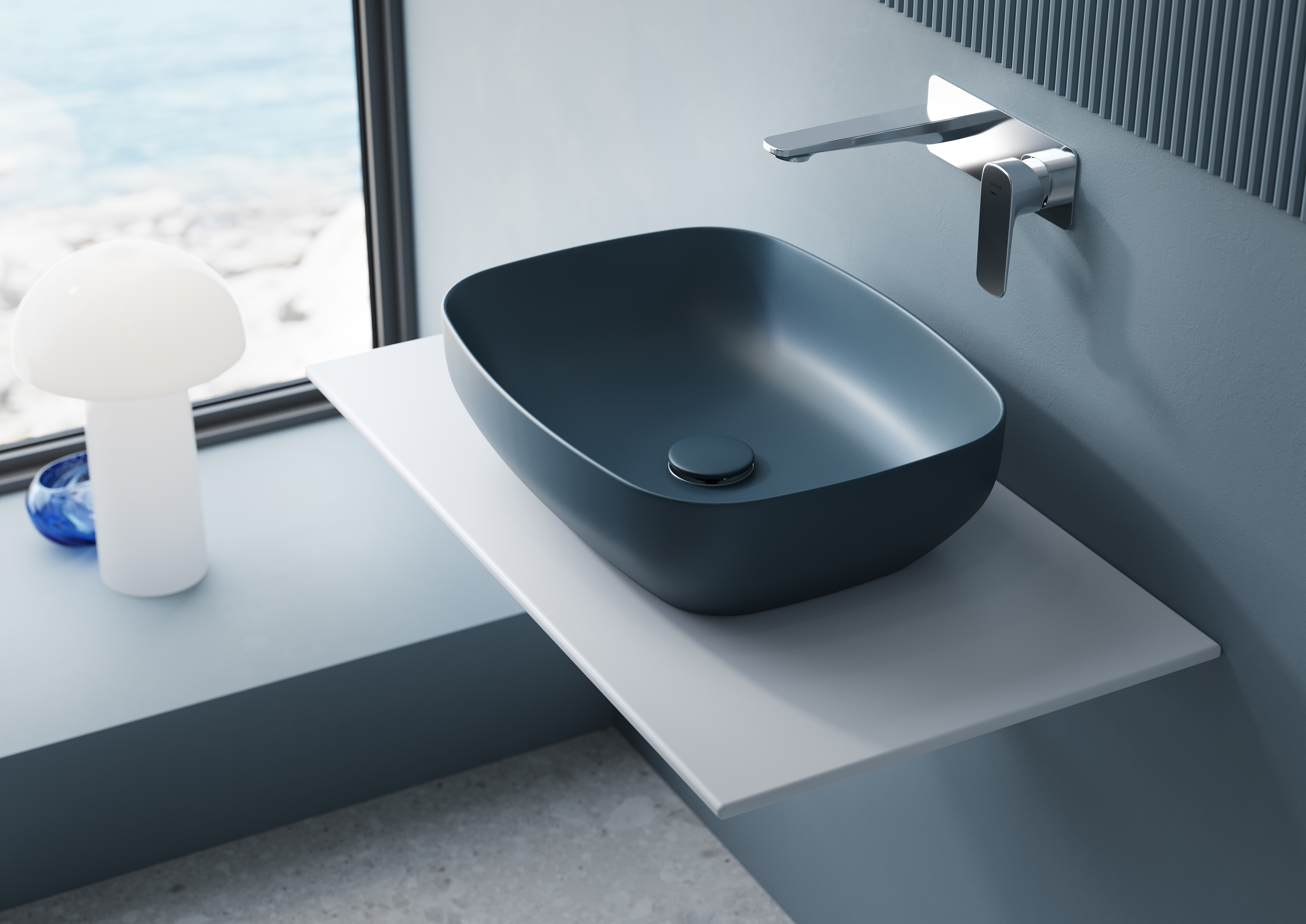 Meissen Keramik Farva umywalka 40x40 cm okrągła nablatowa niebieska K712-020