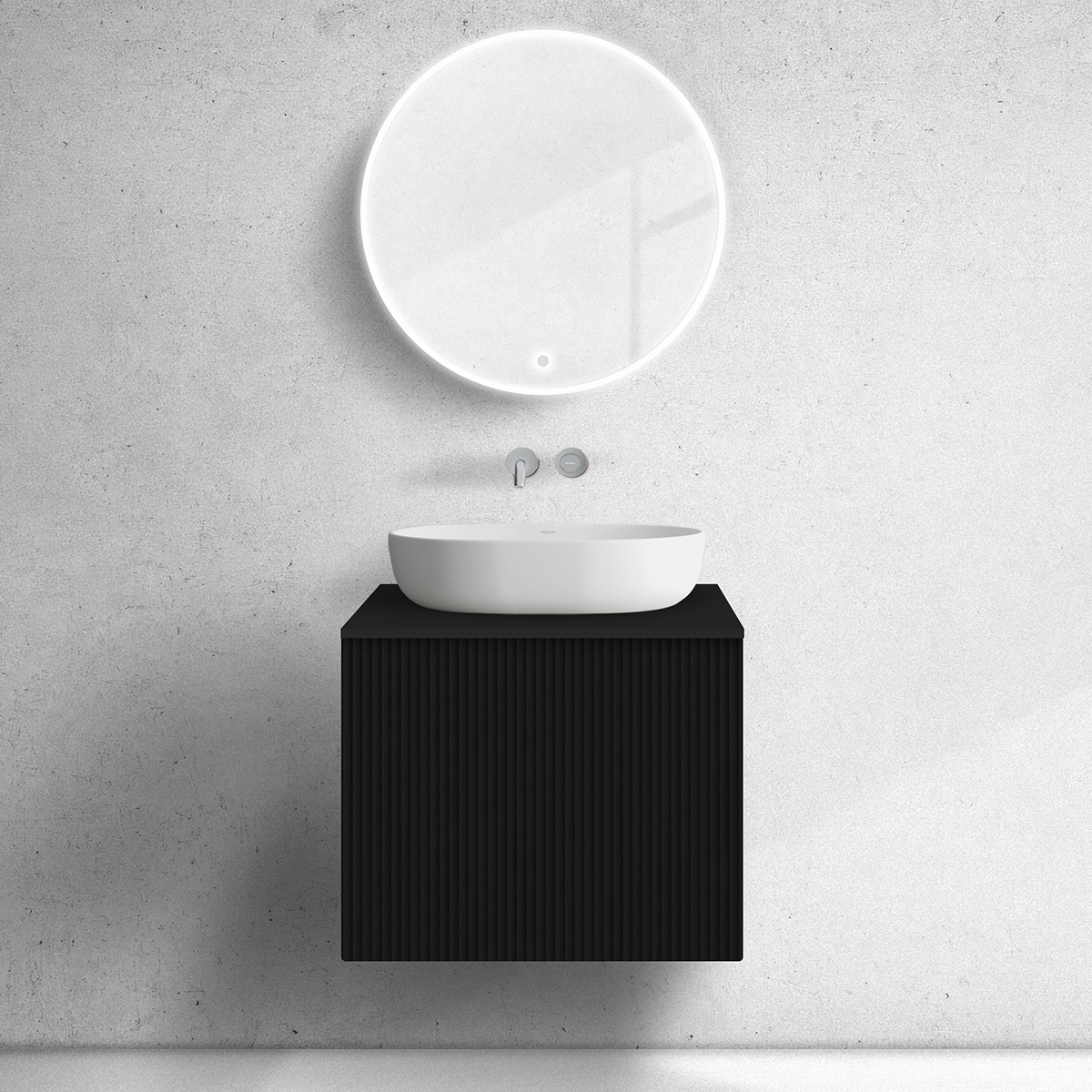 Zestaw Oltens Lun szafka podumywalkowa 60 cm z blatem czarny mat 68730300 - Wysyłka w 24h