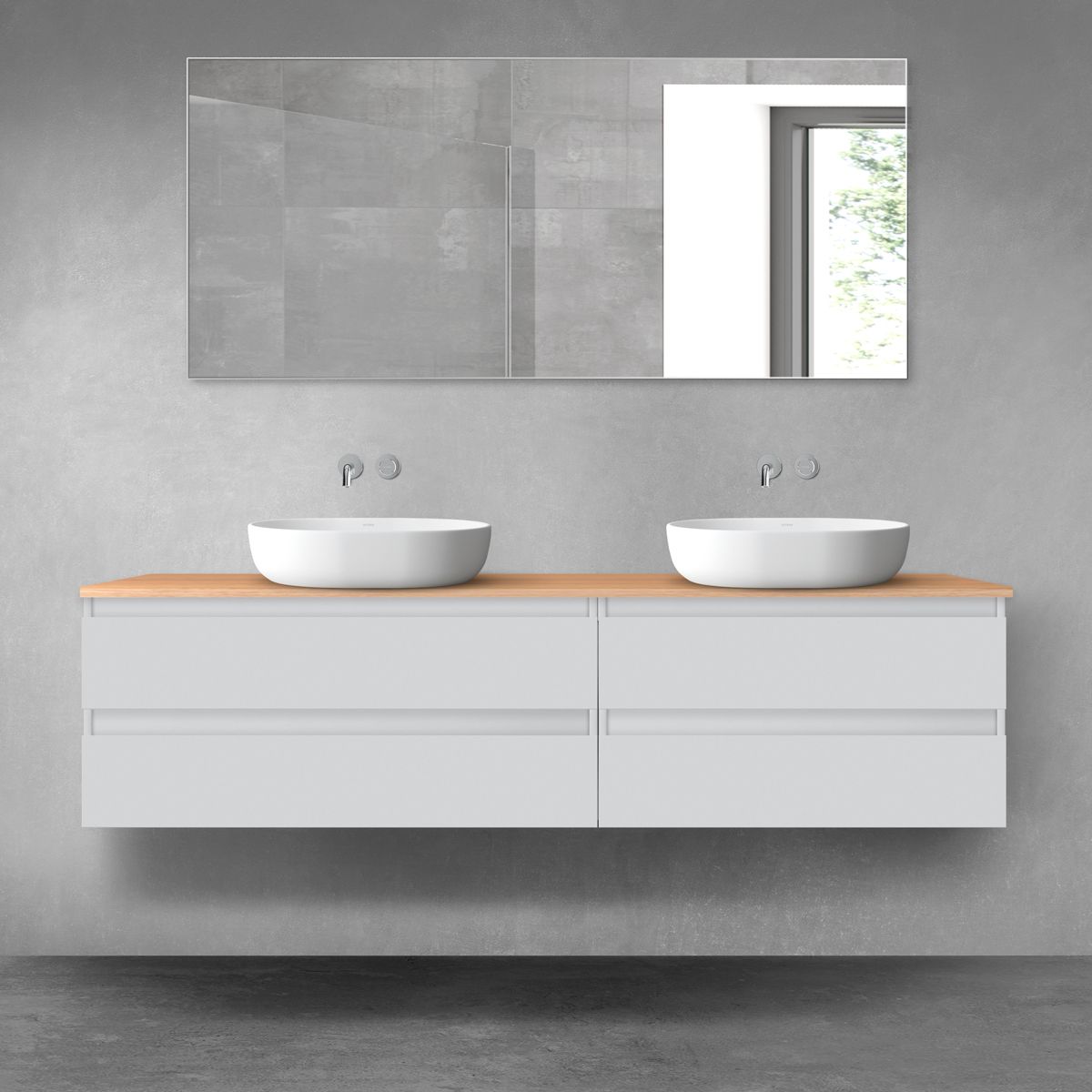 Oltens Vernal zestaw mebli łazienkowych 180 cm z blatem szary mat/dąb 68560700 - Wysyłka w 24h