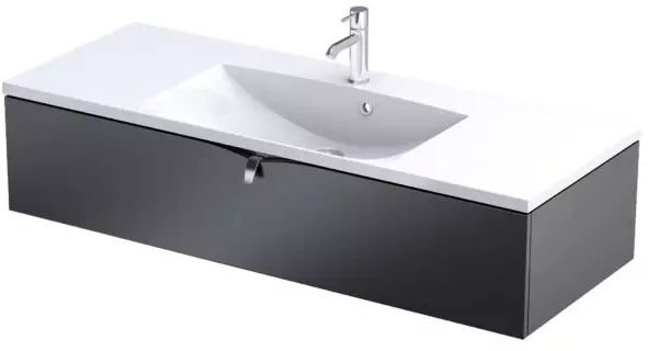 Oristo Siena szafka 119,6x45,5x25 cm podumywalkowa wisząca czarna mat OR45-SD1S-120-8