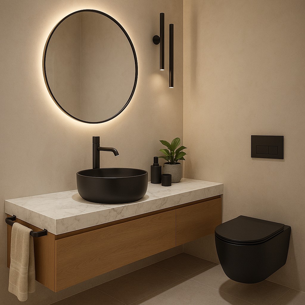 JTP Evo bateria umywalkowa stojąca wysoka czarny szczotkowany 67009BBL