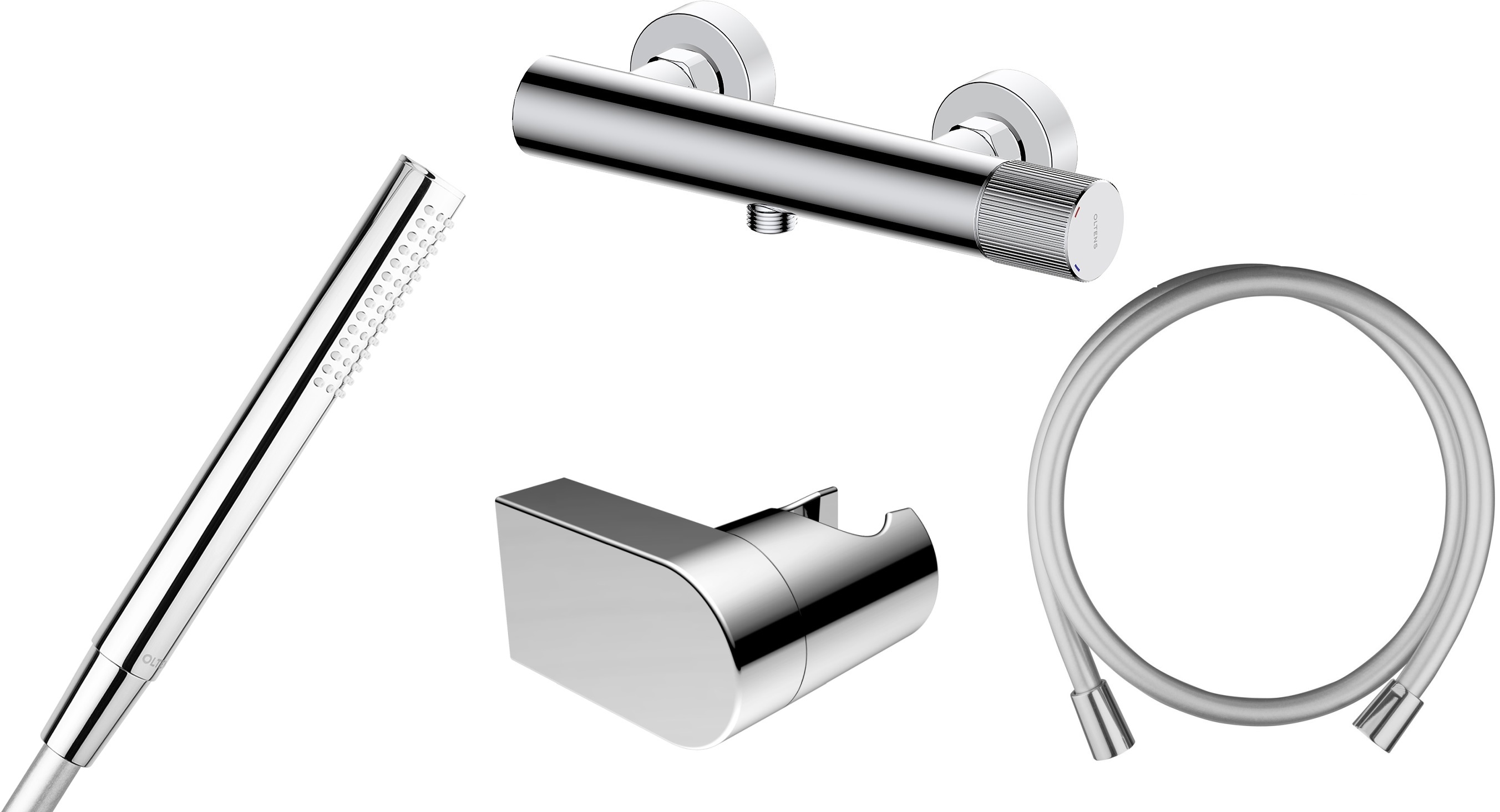 Zestaw Oltens Hamnes bateria prysznicowa ścienna z kompletem natryskowym chrom (33005100, 37102100, 37402100, 37200100) - Wysyłka w 24h
