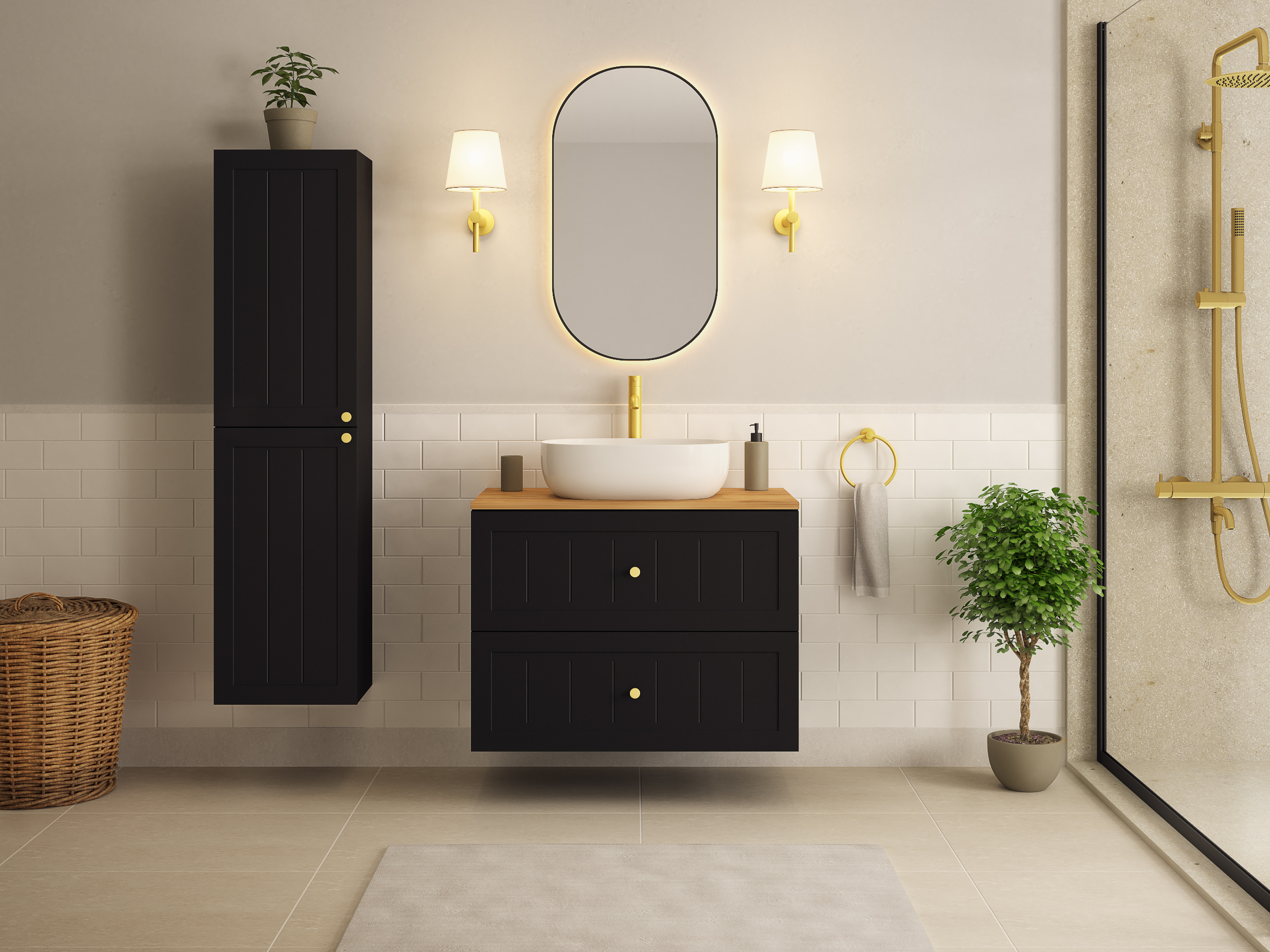 Rodan Gusto szafka 80x46x57 cm podumywalkowa wisząca czarna