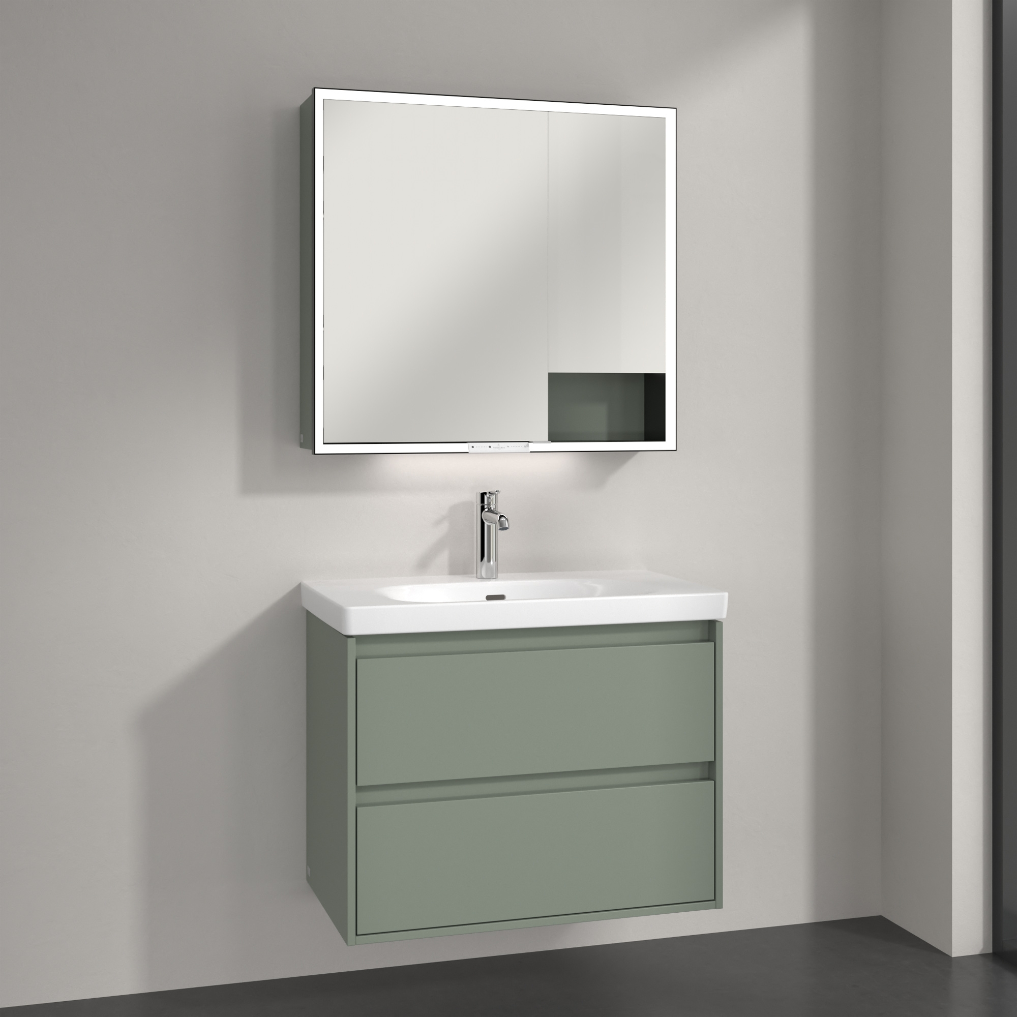 Villeroy & Boch My View+ szafka 80x16,8x75 cm z lustrem Soft Green B48180AF