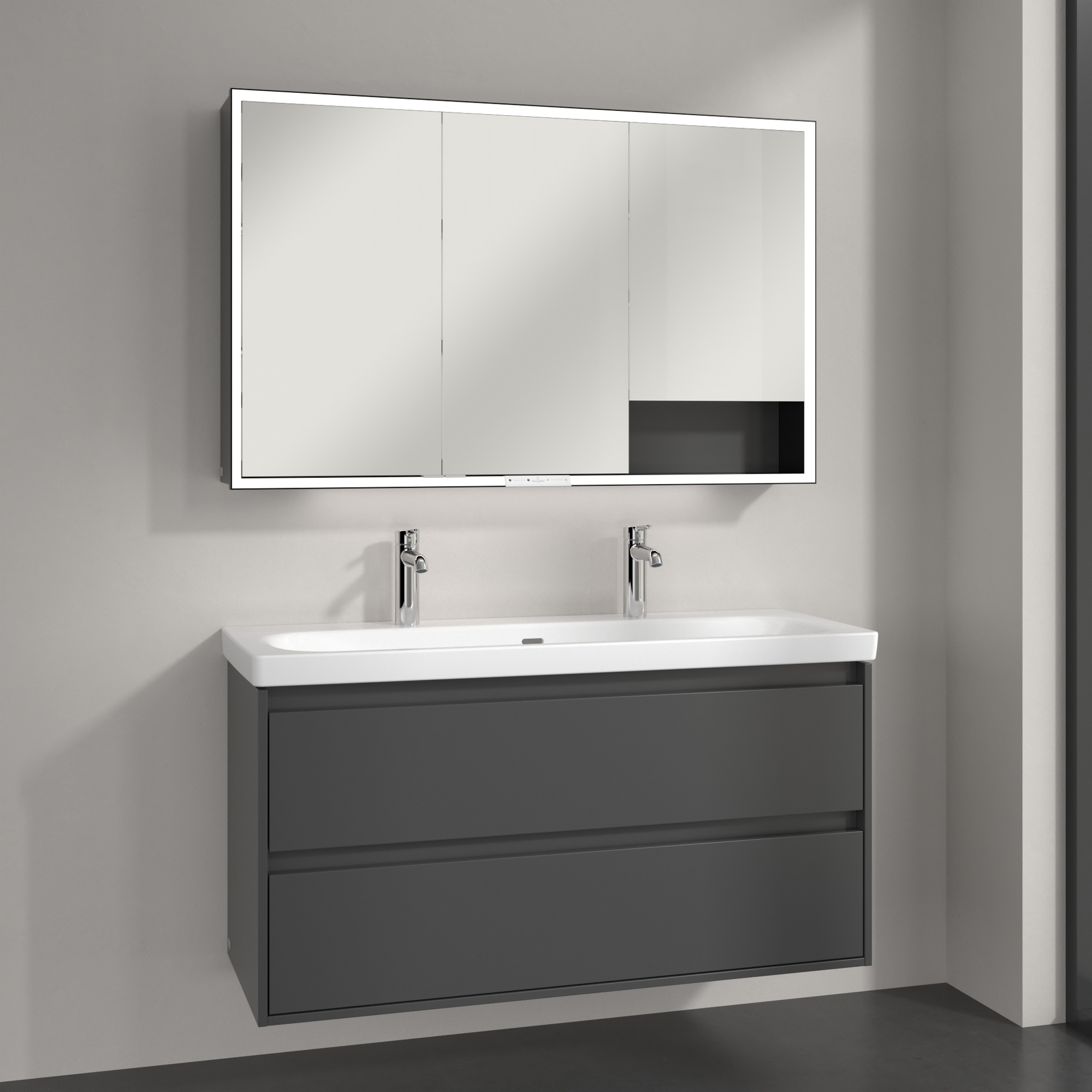 Villeroy & Boch My View+ szafka 120x16,8x75 cm z lustrem Graphite B48112VR