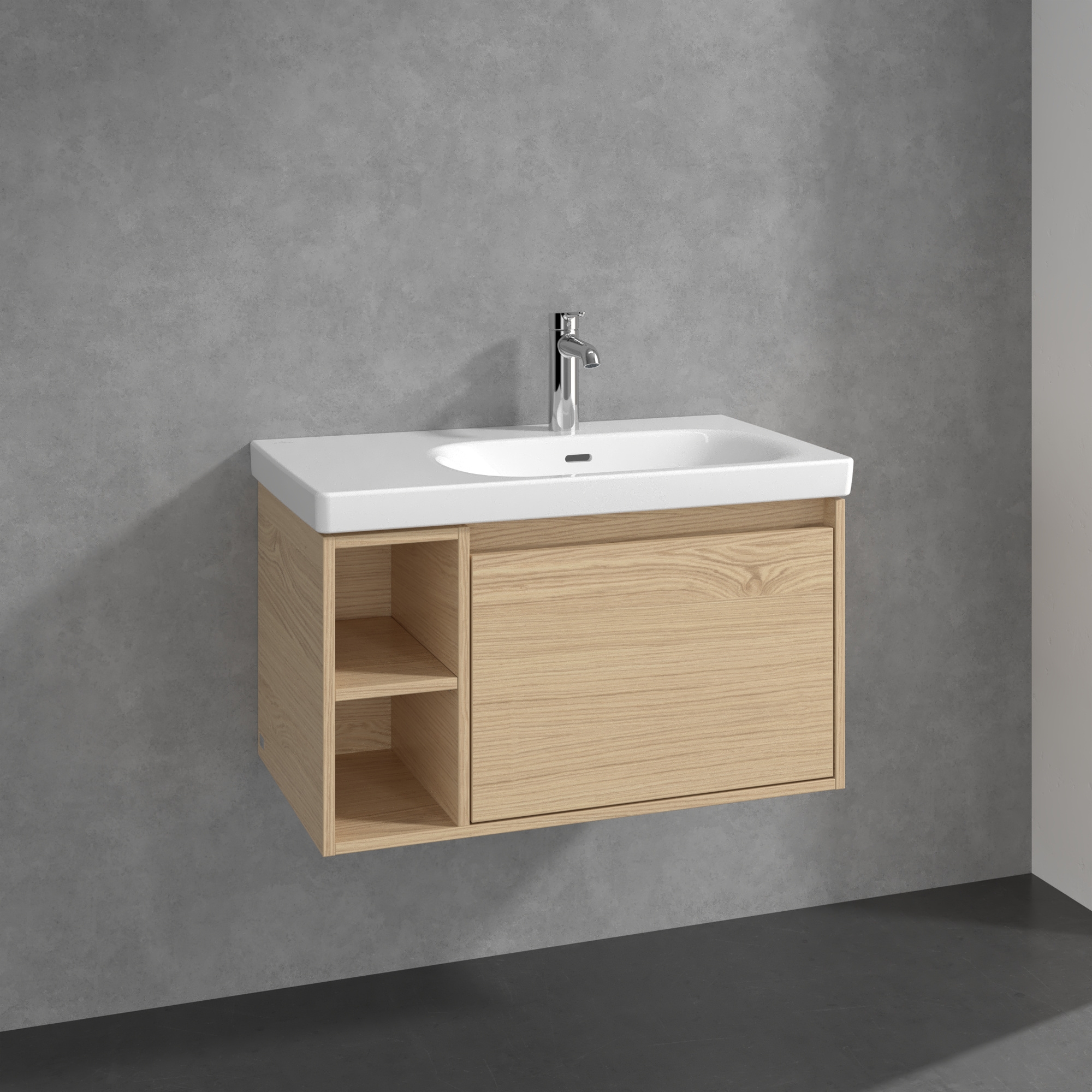 Villeroy & Boch Skyla szafka 77,2x43,9x43,6 cm podumywalkowa wisząca prawa Nordic Oak C78700VJ