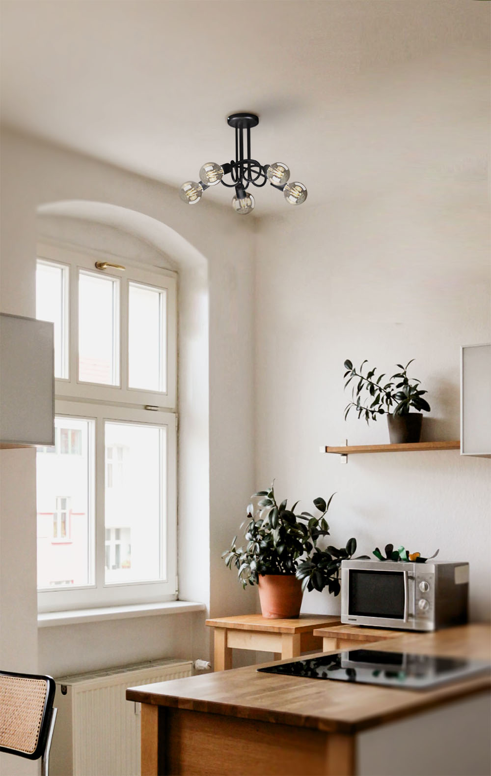 Kaja Deze lampa podsufitowa 5x60W czarna K-3621