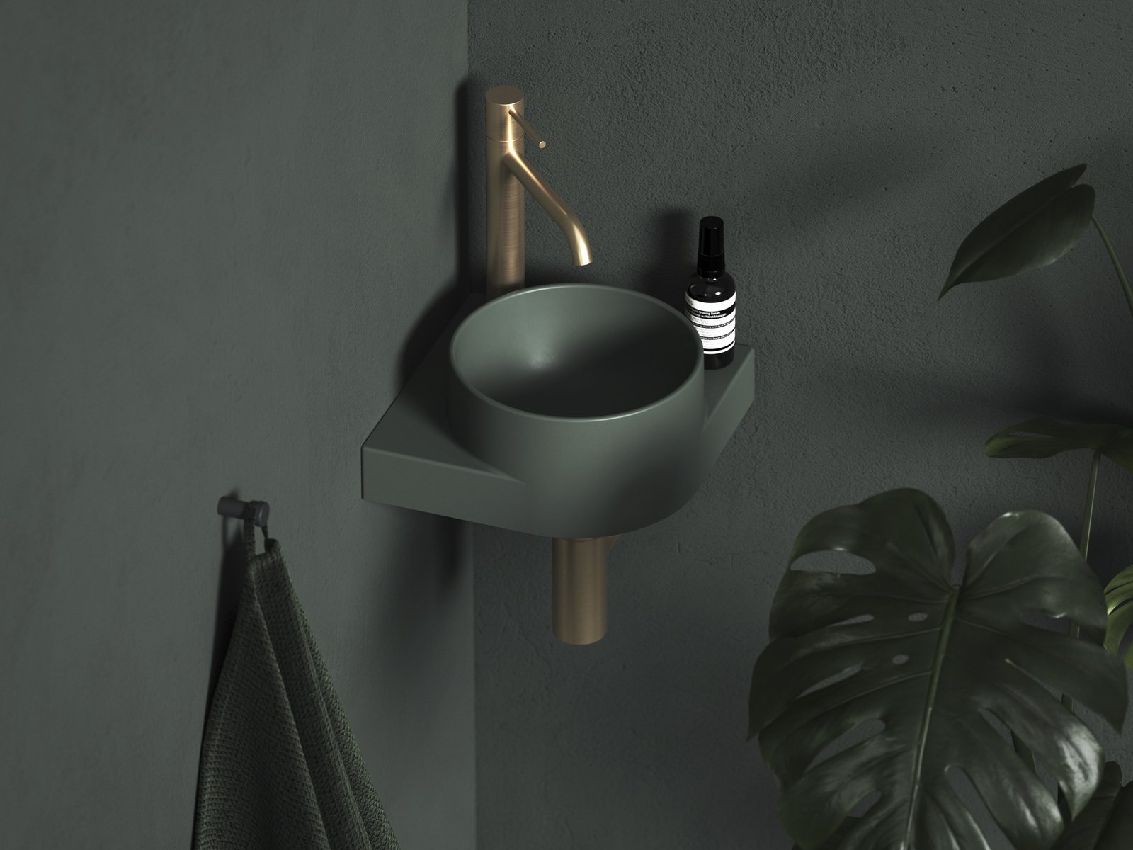 Ravak Yard umywalka 28x28 cm półokrągła ścienna grey green XJX08228000