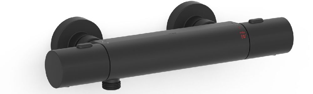 Tres Over-Wall bateria prysznicowa ścienna termostatyczna czarna 19016401NM