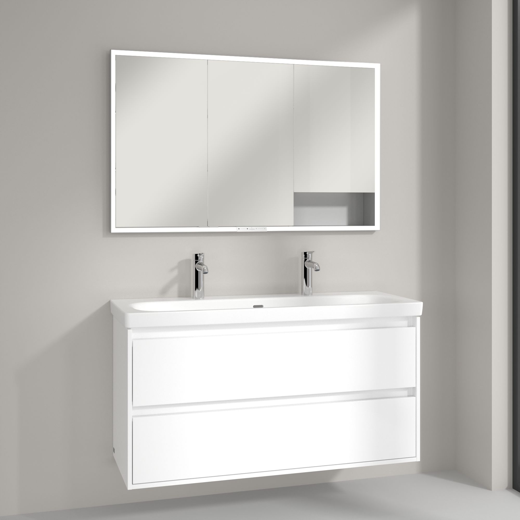 Villeroy & Boch My View+ szafka 120x16,8x75 cm z lustrem Pure White A48212VF