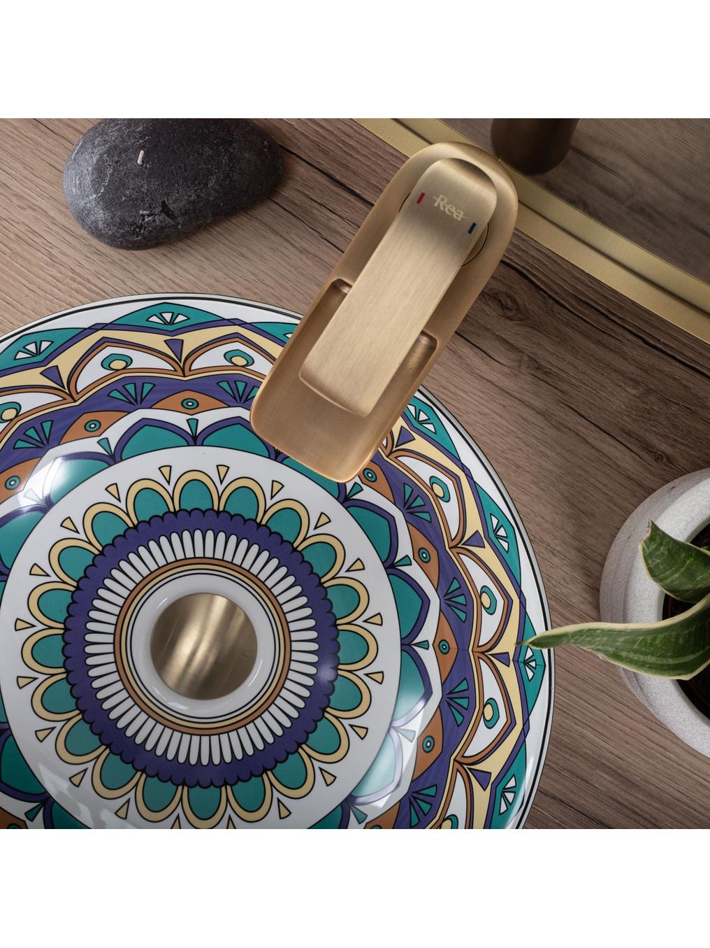 Rea Aztec umywalka 40x40 cm okrągła nablatowa multikolor REA-U7501 - Wysyłka w 24h