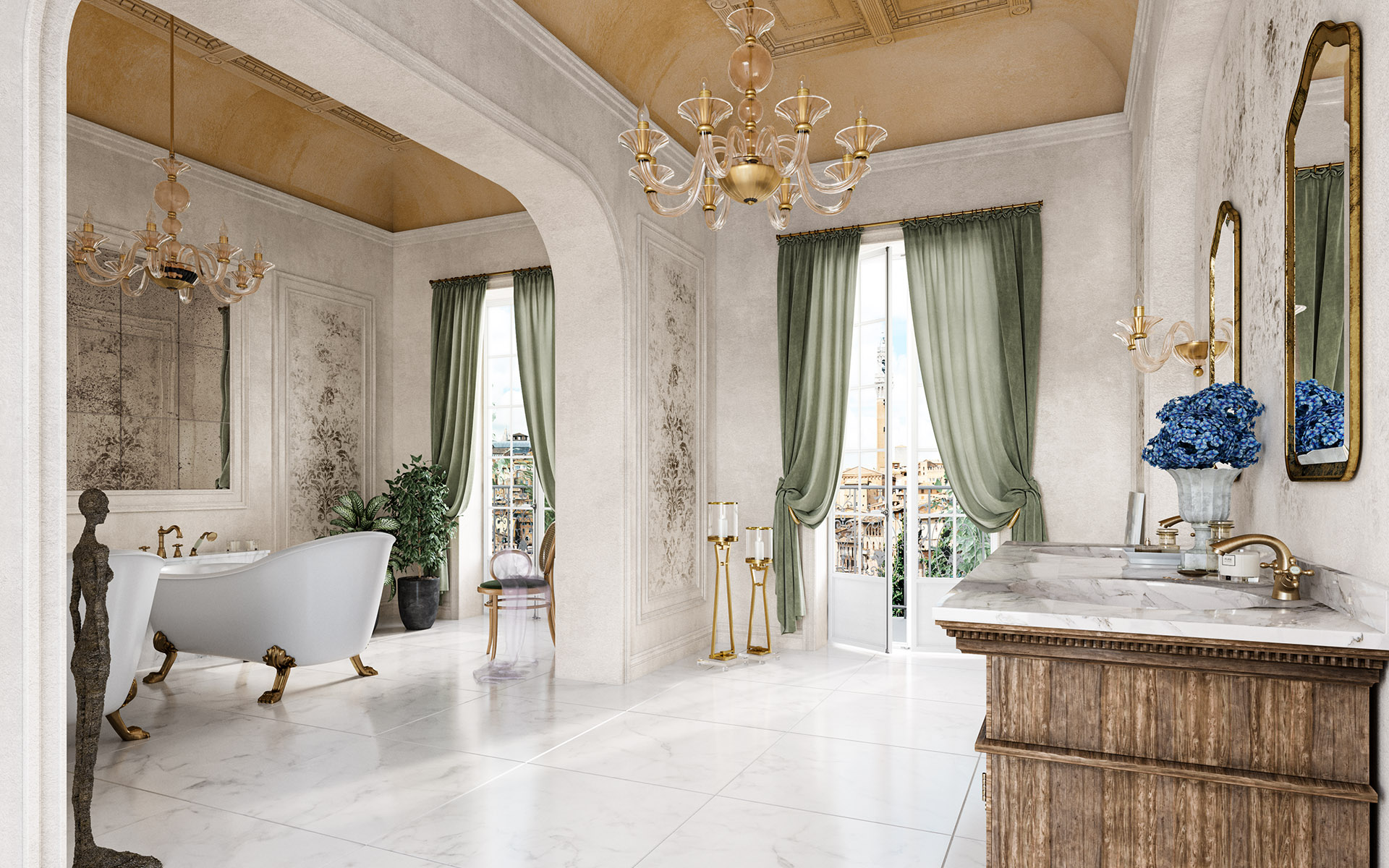 FDesign Lacrima bateria umywalkowa stojąca stary brąz FD1-LRA-2-66